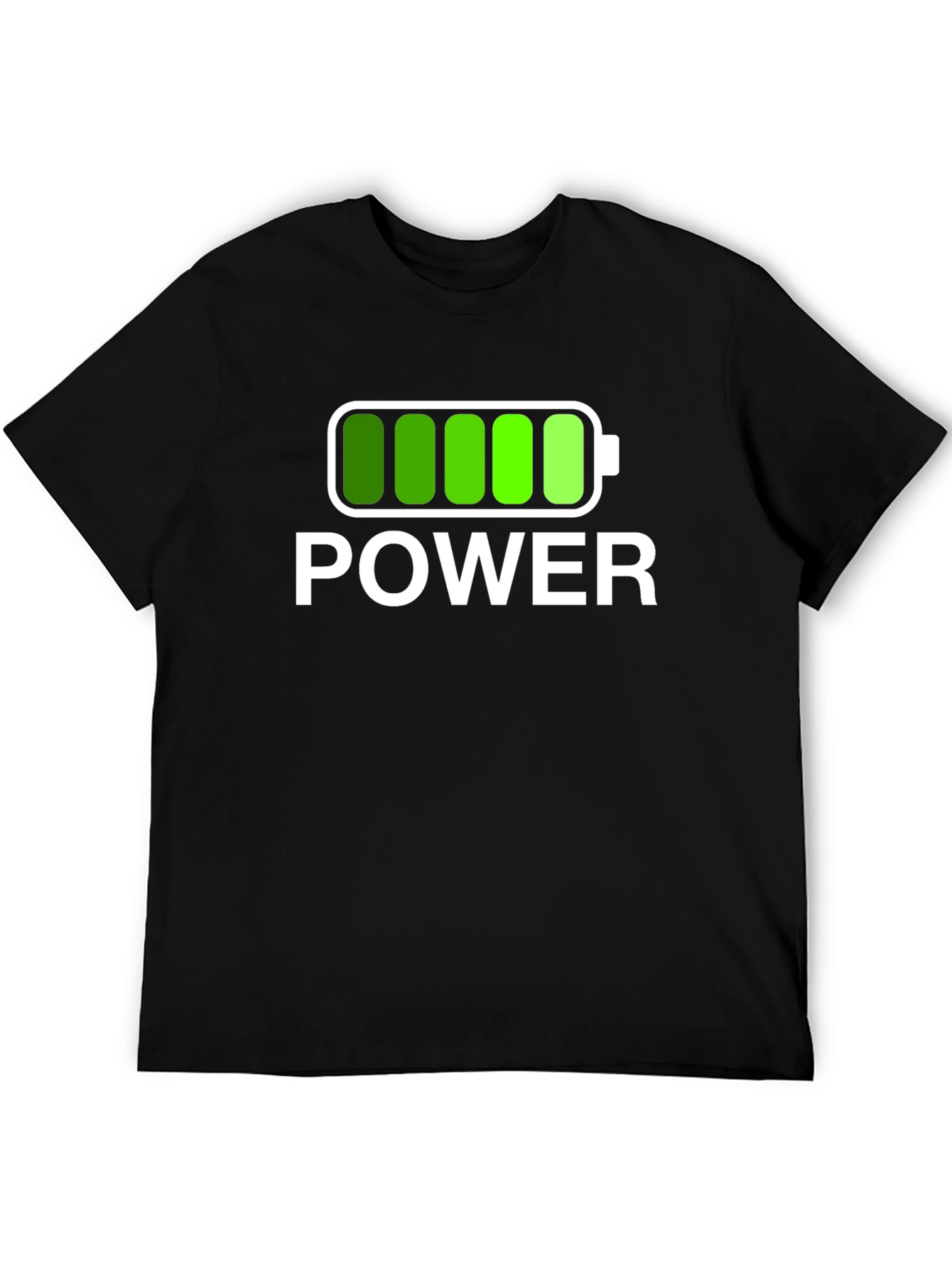 Power Graphic Black T-Shirt Full Battery Charged Design