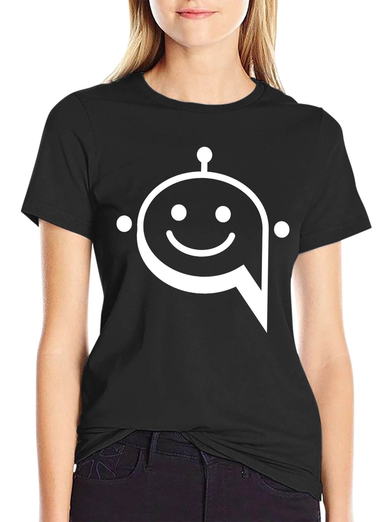 Robot Chat T-Shirt - Black Graphic Tee