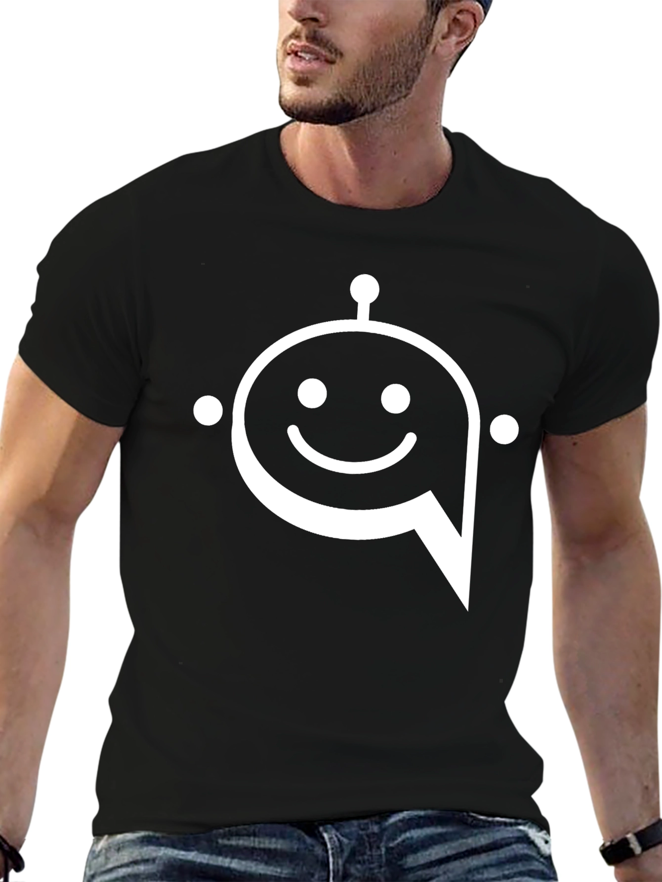 Robot Chat T-Shirt - Black Graphic Tee
