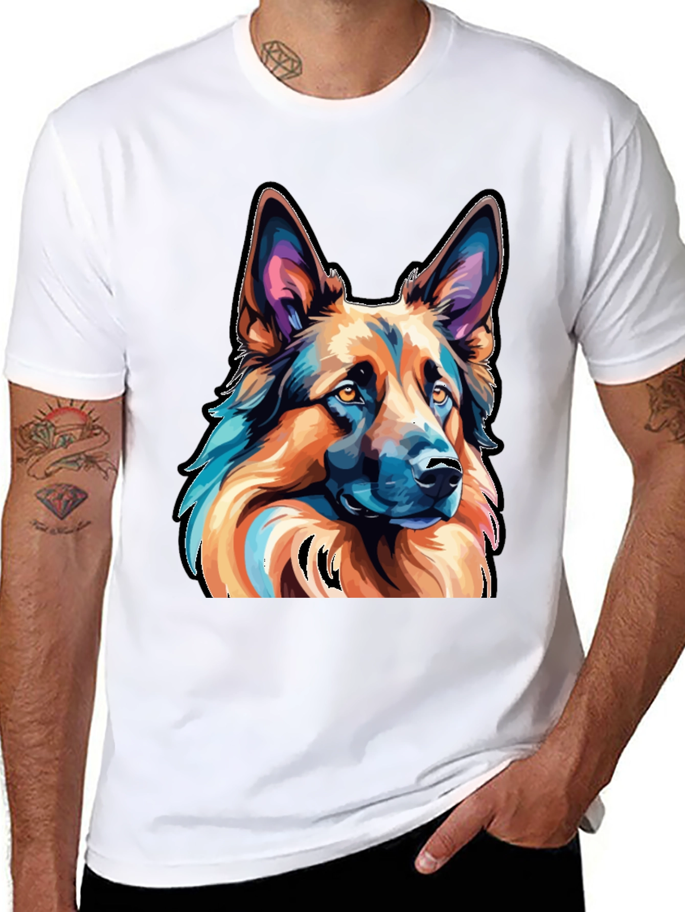 German Shepherd T-Shirt - Artistic Dog Graphic Tee