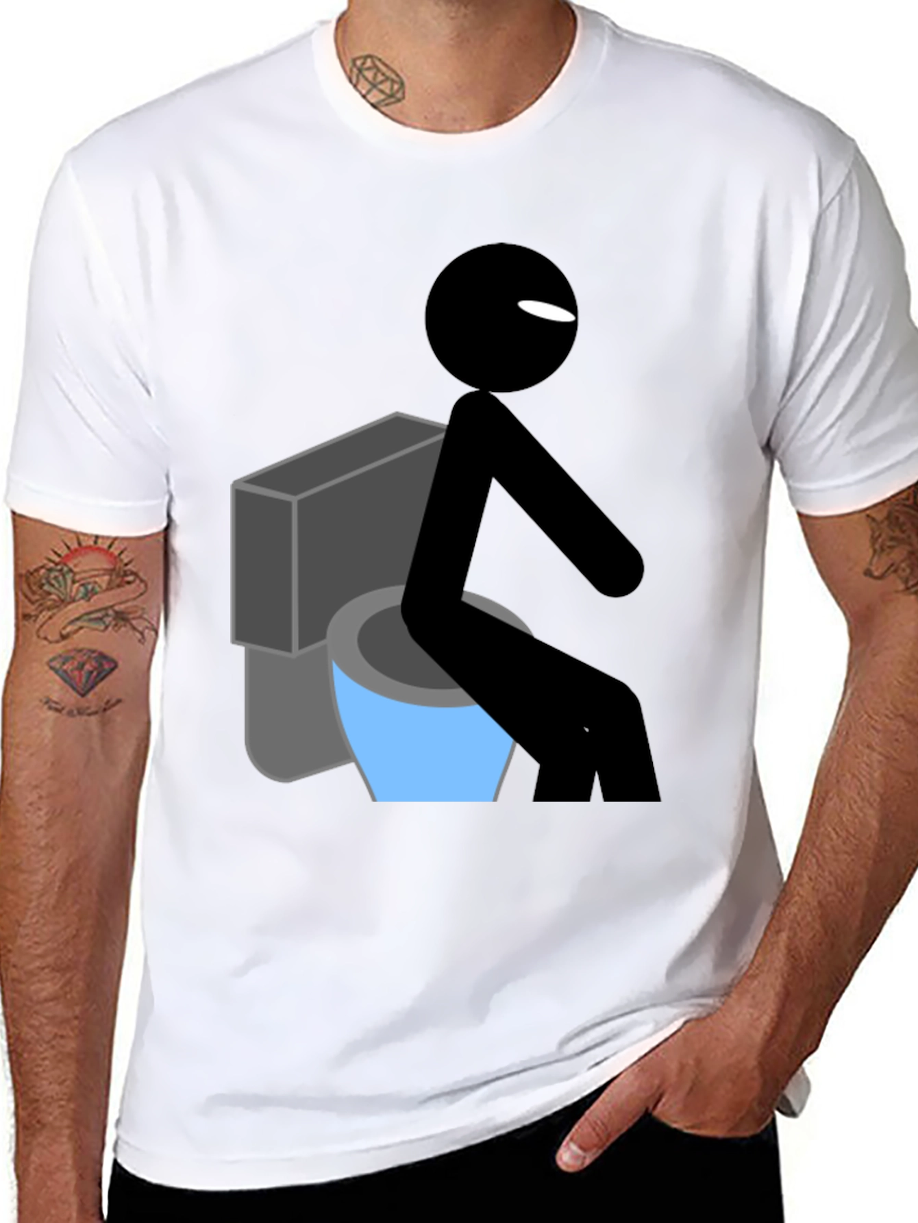 Funny Stick Figure Toilet Humor T-Shirt