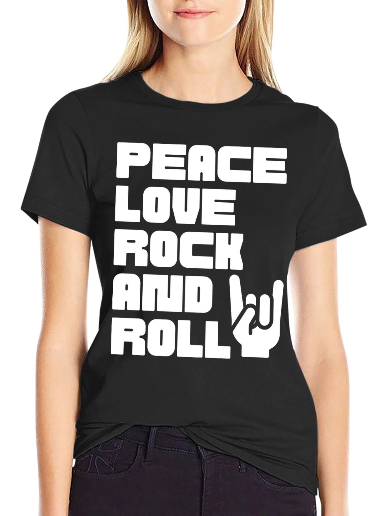 Peace Love Rock and Roll Graphic T-Shirt