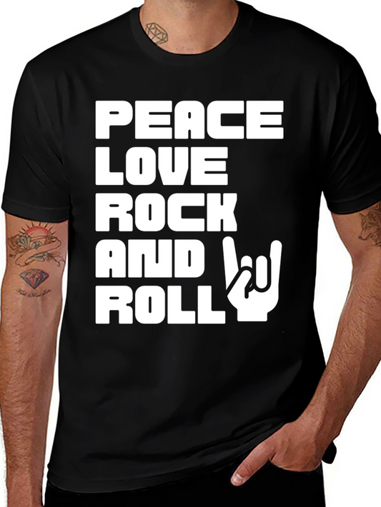 Peace Love Rock and Roll Graphic T-Shirt