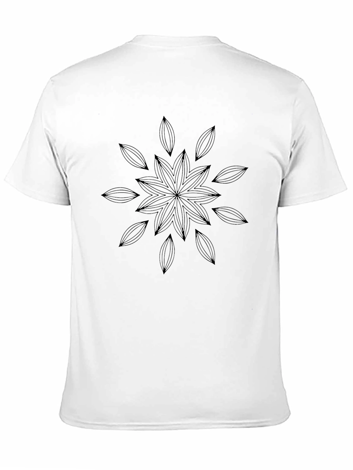 Black T-Shirt with Geometric Floral Mandala