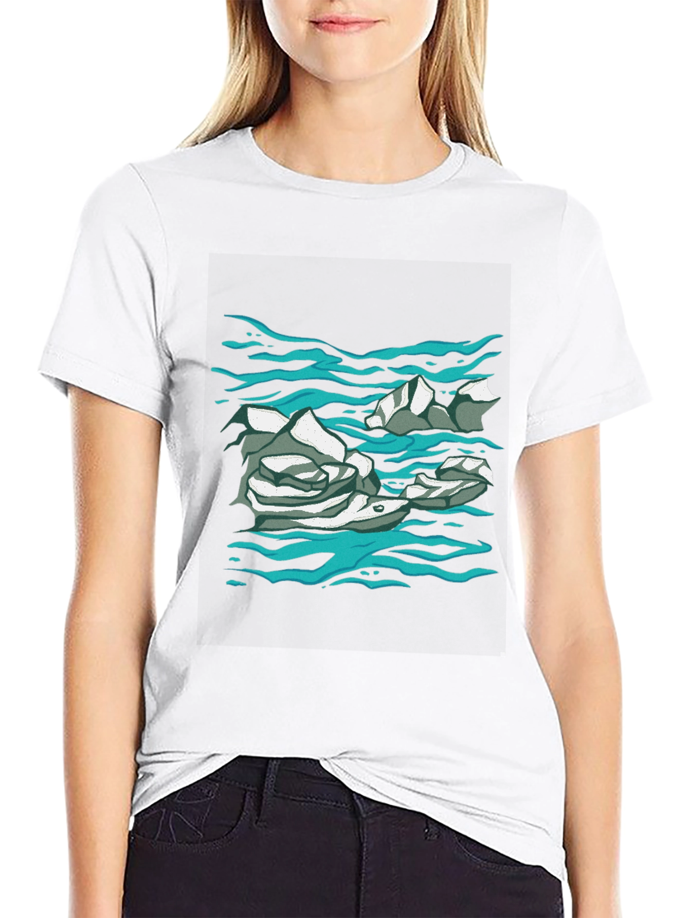 Abstract Water Print Black T-Shirt