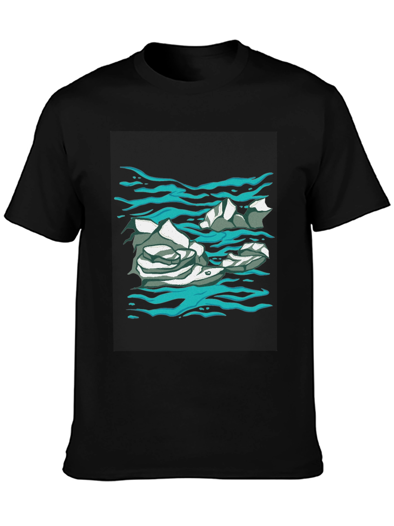 Abstract Water Print Black T-Shirt