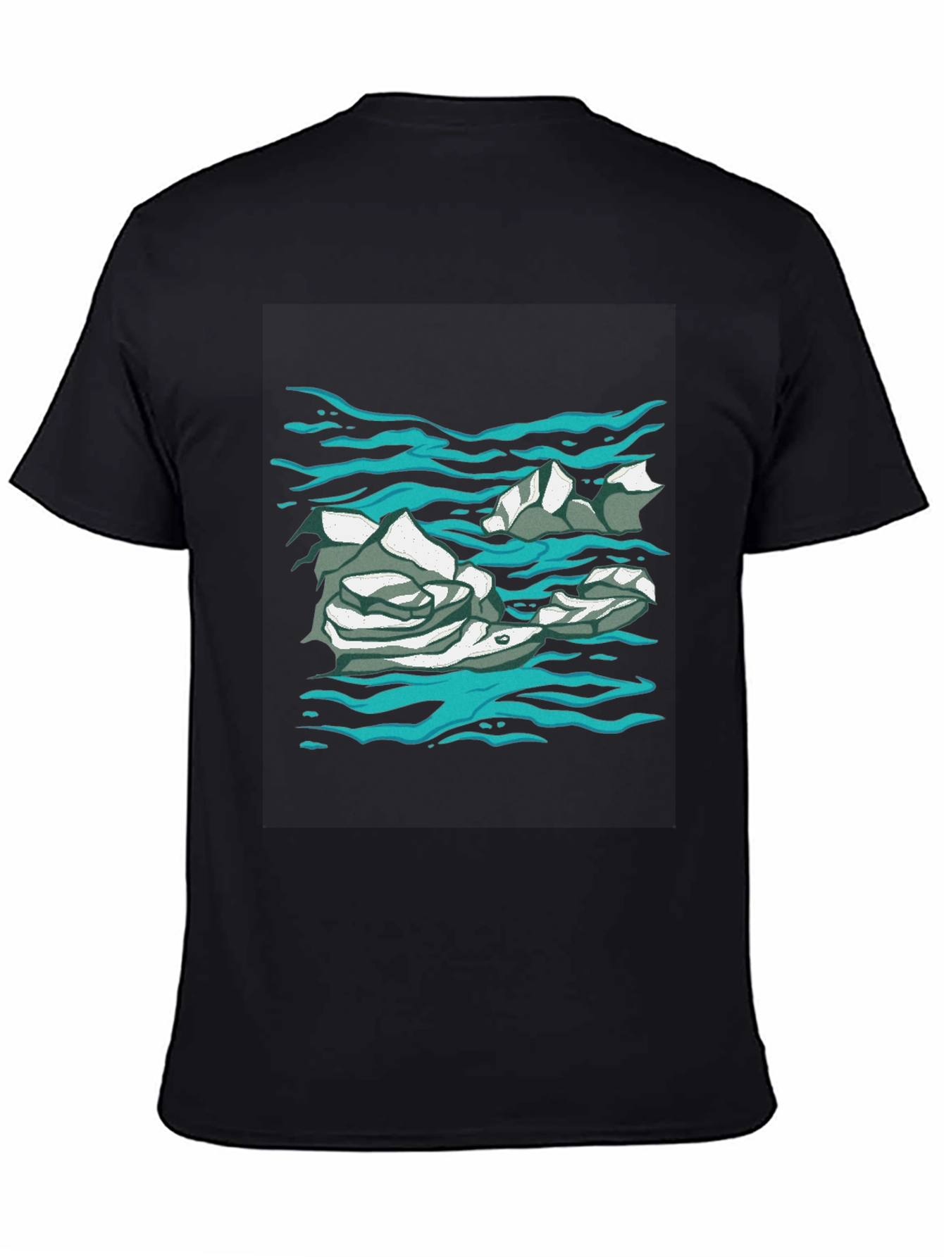 Abstract Water Print Black T-Shirt