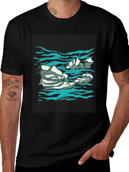 Abstract Water Print Black T-Shirt