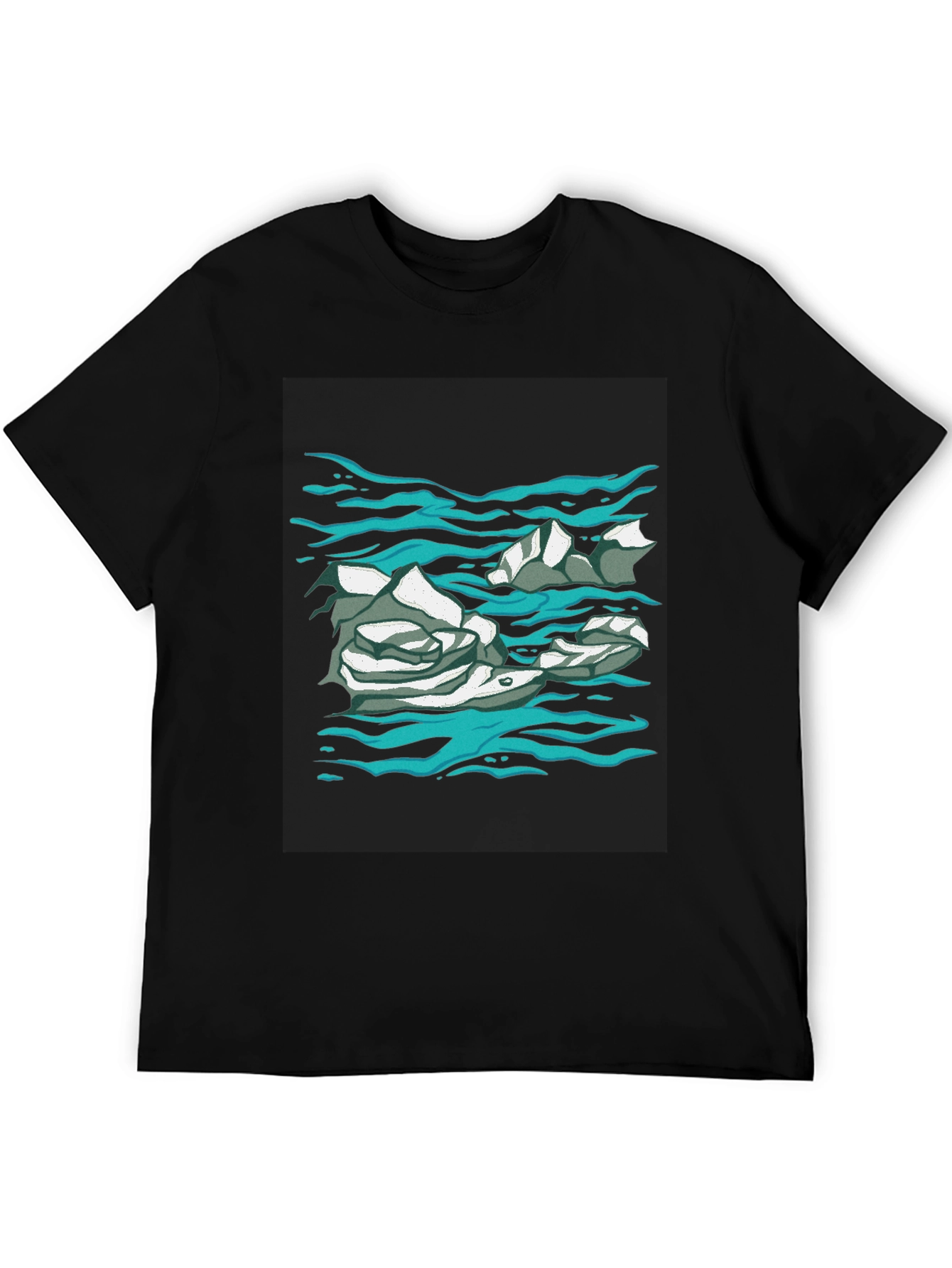 Abstract Water Print Black T-Shirt