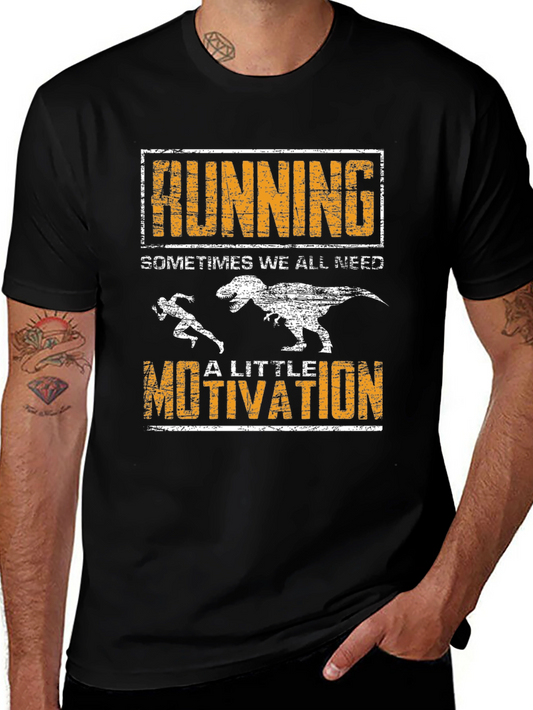 Running Motivation T-Shirt - Dinosaur Chase Graphic