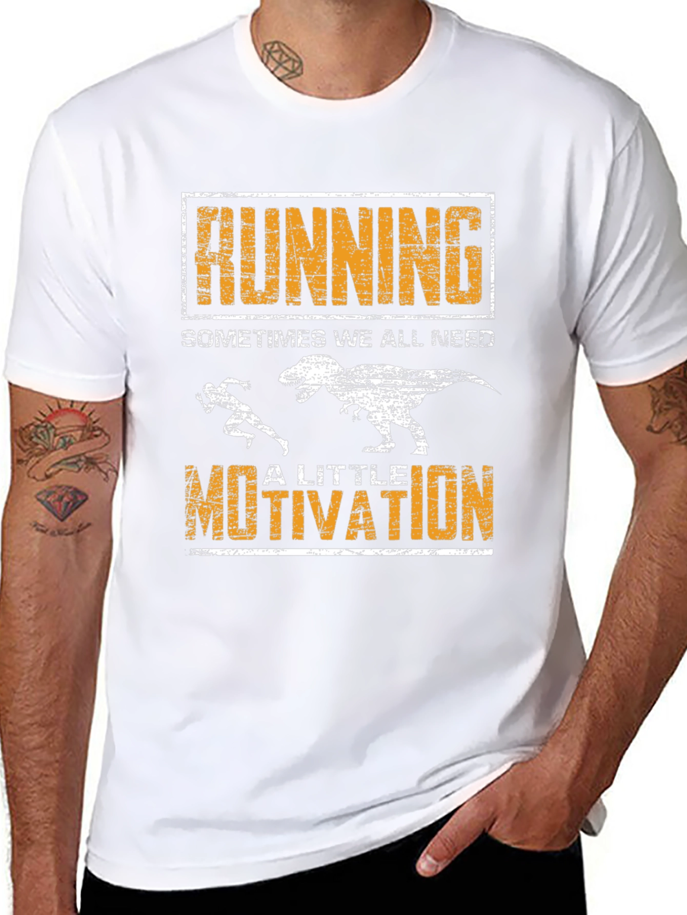 Running Motivation T-Shirt - Dinosaur Chase Graphic