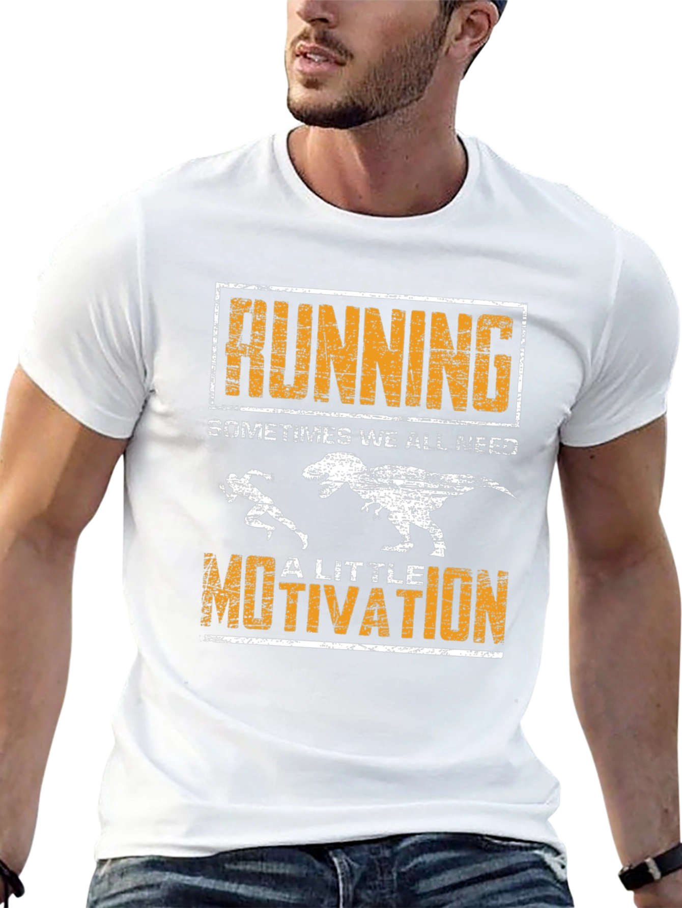 Running Motivation T-Shirt - Dinosaur Chase Graphic