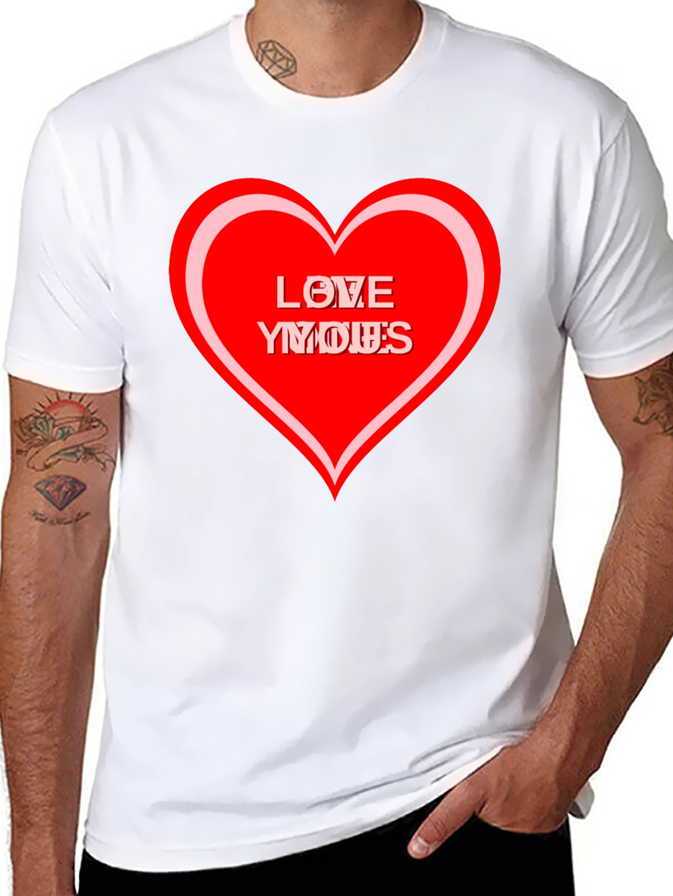 Love Yous Heart Graphic Black T-Shirt