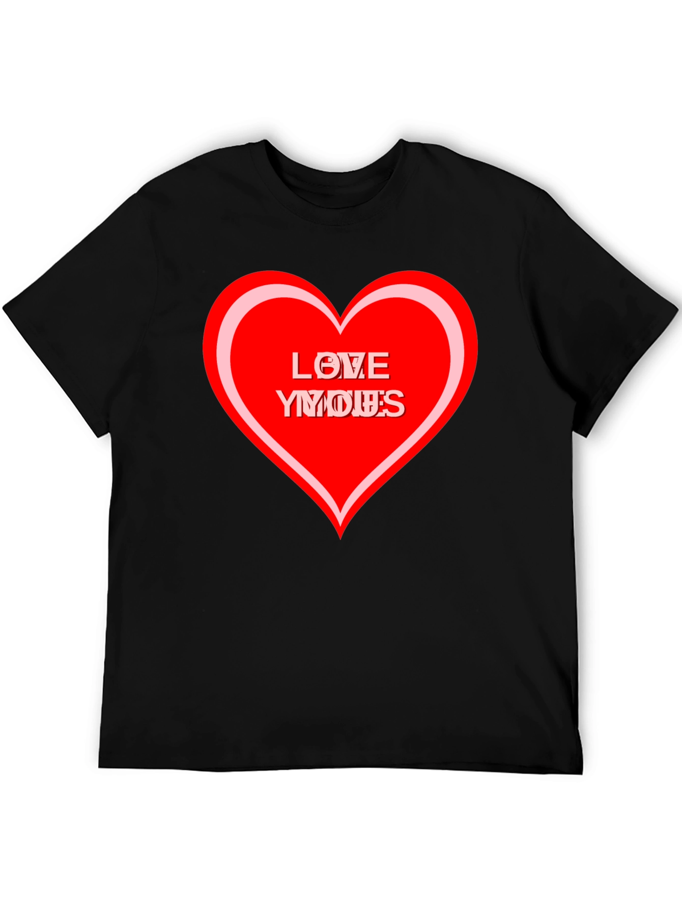 Love Yous Heart Graphic Black T-Shirt