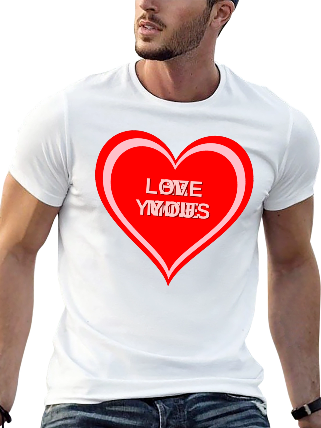Love Yous Heart Graphic Black T-Shirt