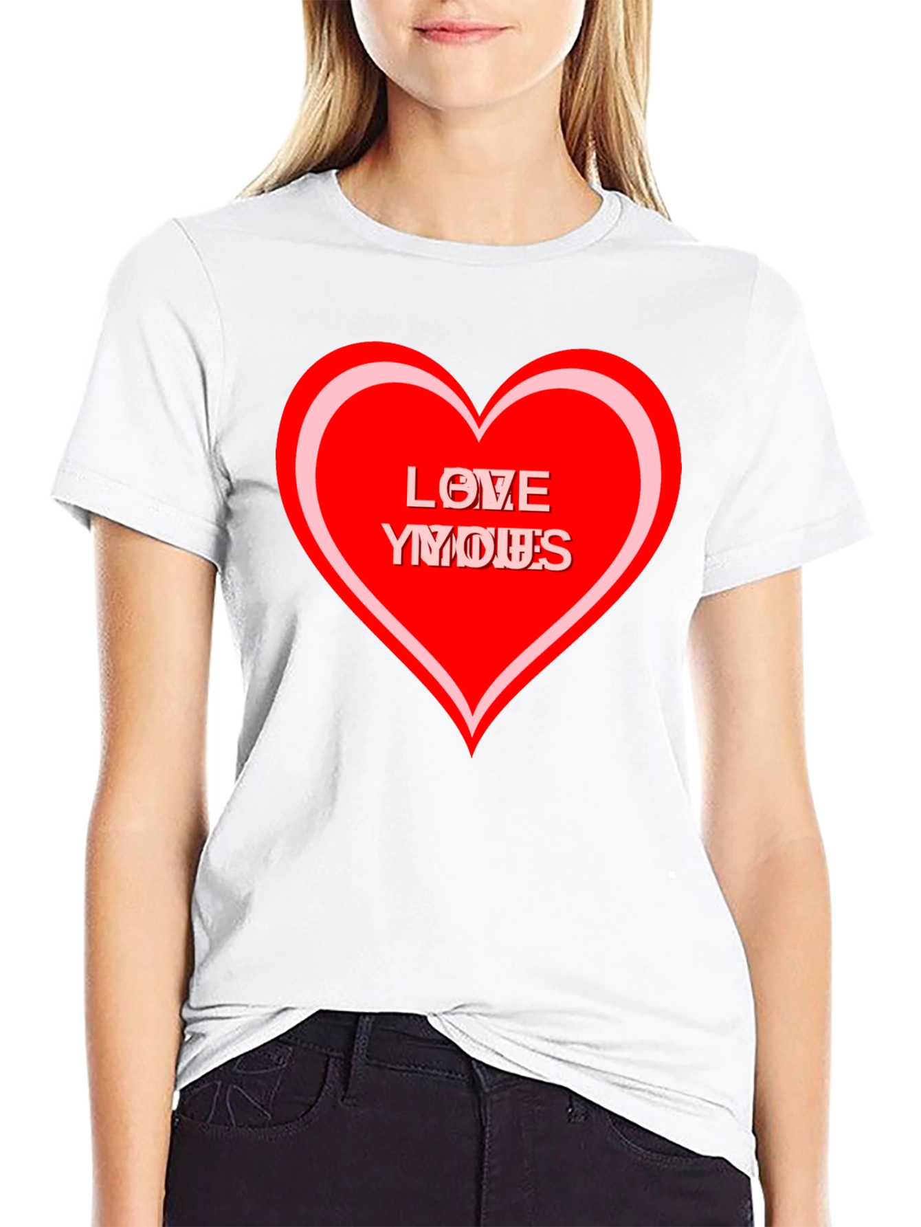 Love Yous Heart Graphic Black T-Shirt