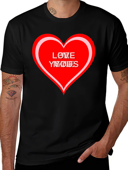 Love Yous Heart Graphic Black T-Shirt
