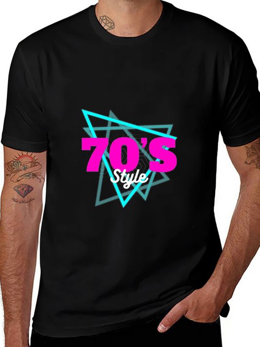 Retro 70s Style Graphic T-Shirt - Black