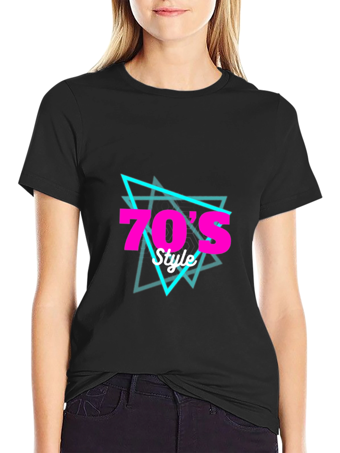 Retro 70s Style Graphic T-Shirt - Black