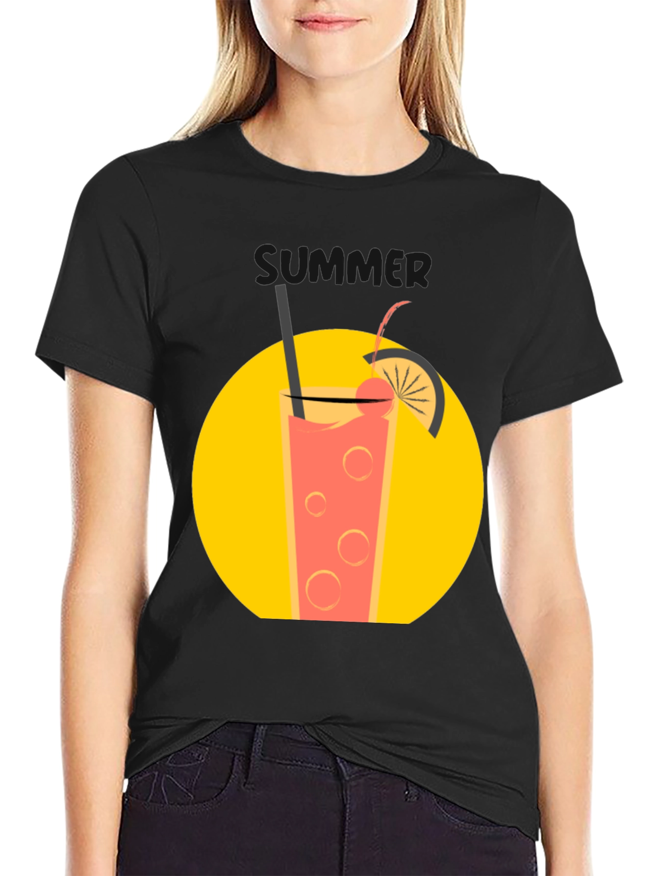 Summer Drink T-Shirt - Black Graphic Tee