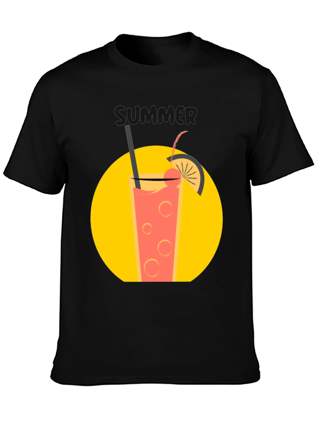 Summer Drink T-Shirt - Black Graphic Tee