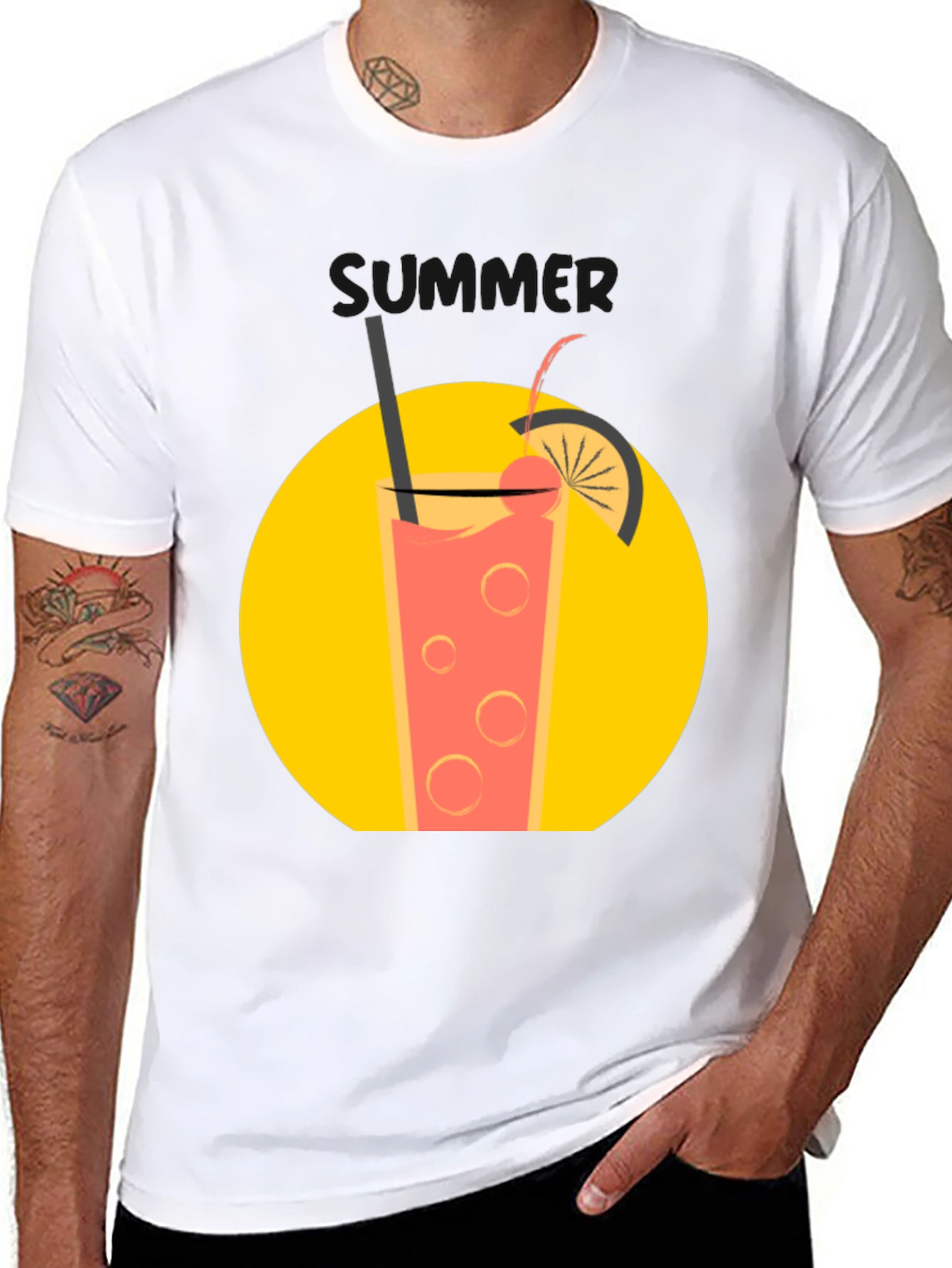 Summer Drink T-Shirt - Black Graphic Tee