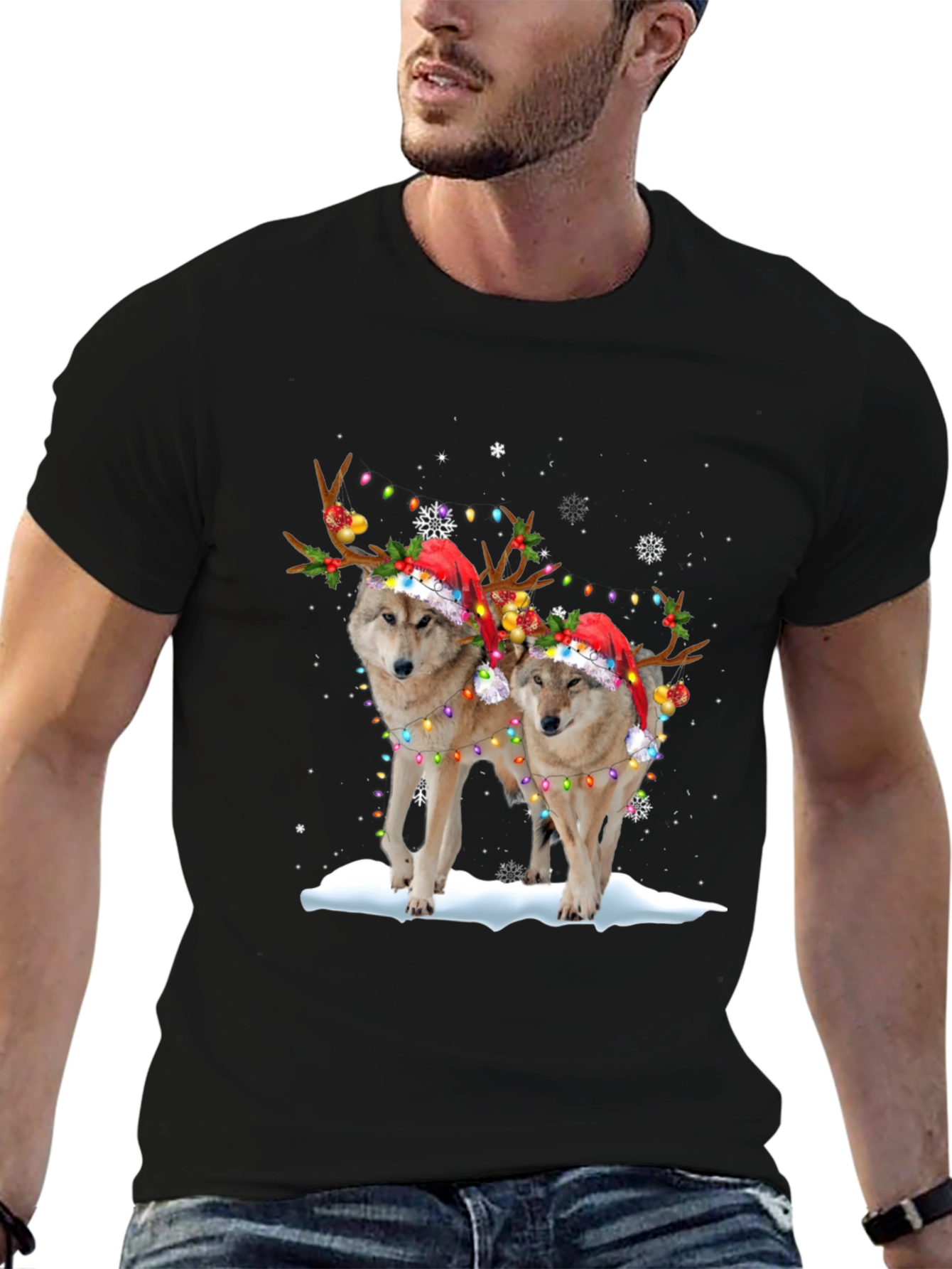 Festive Wolf Christmas T-Shirt
