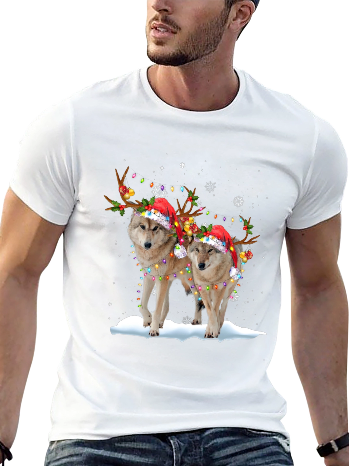 Festive Wolf Christmas T-Shirt