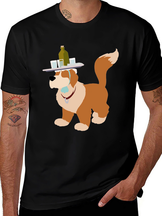 Saint Bernard Bartender Dog Graphic T-Shirt