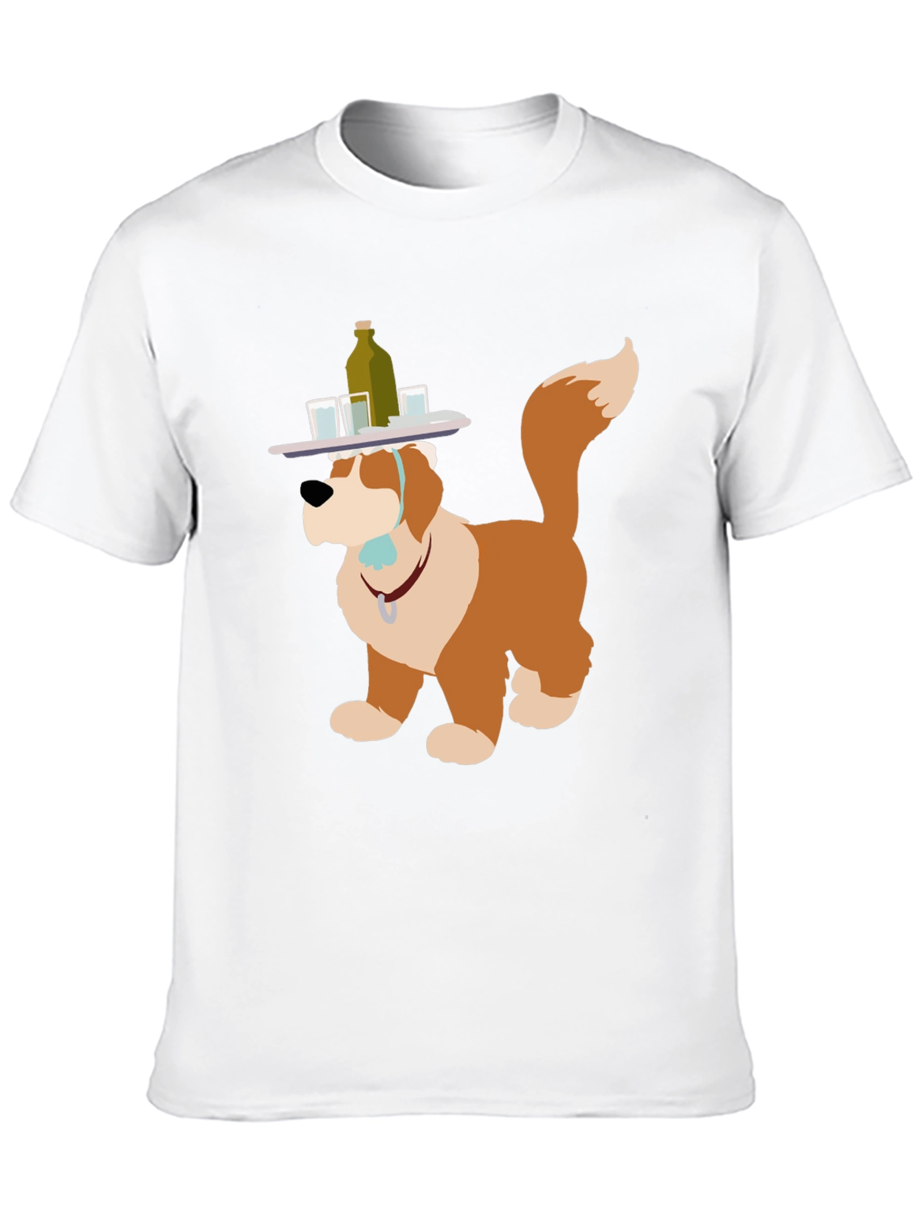 Saint Bernard Bartender Dog Graphic T-Shirt