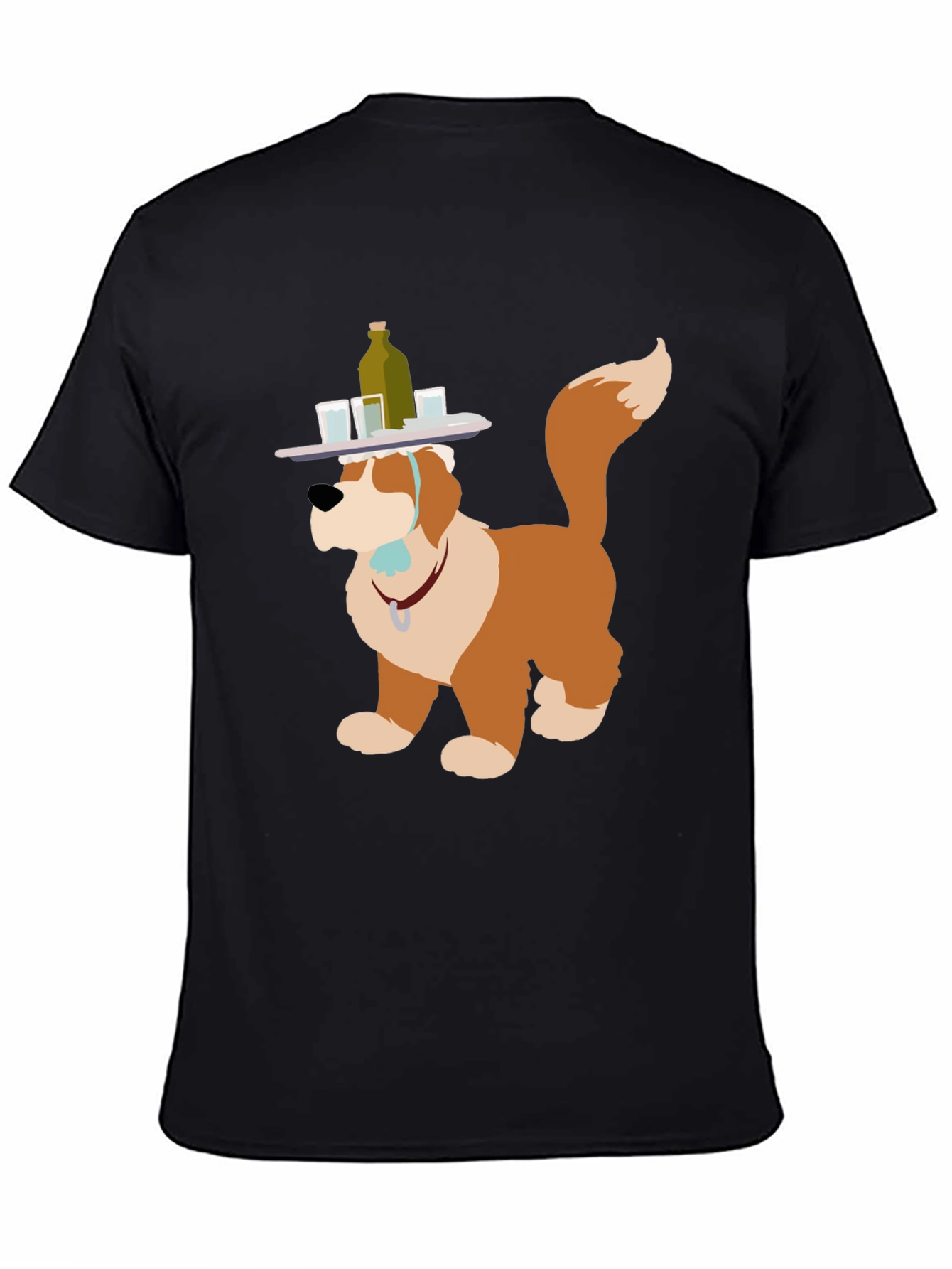 Saint Bernard Bartender Dog Graphic T-Shirt
