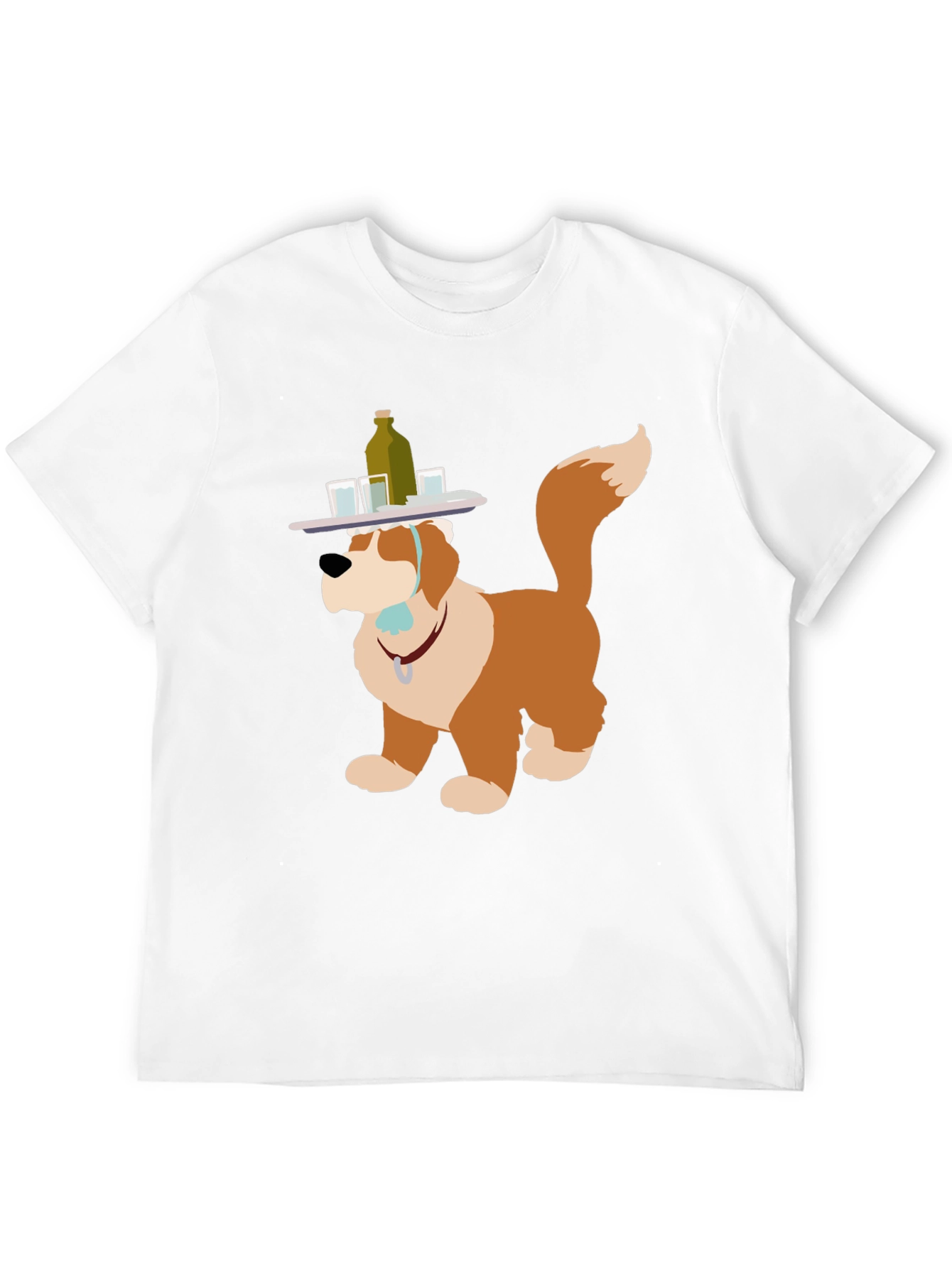 Saint Bernard Bartender Dog Graphic T-Shirt