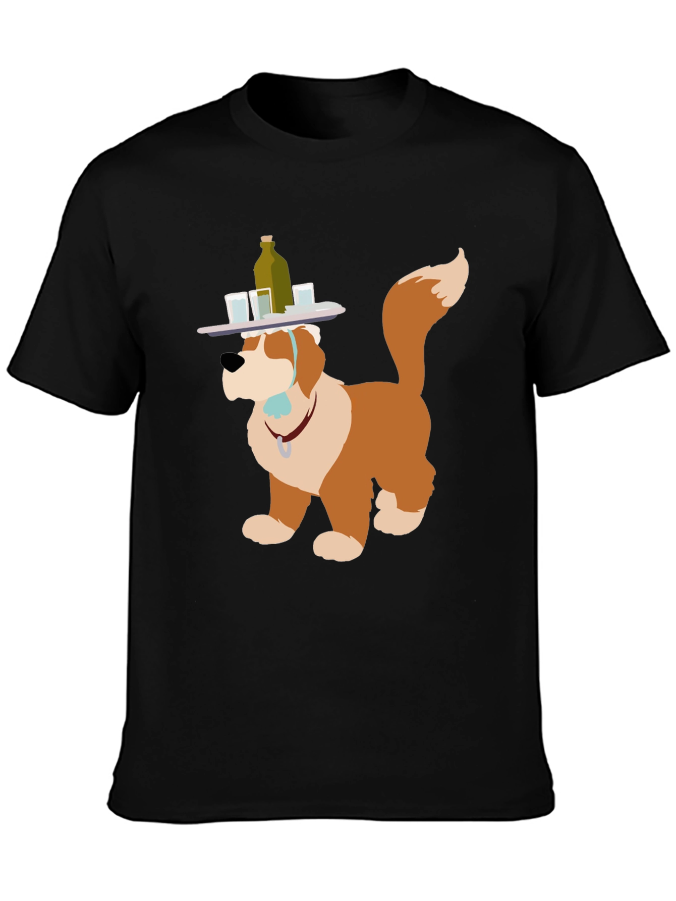 Saint Bernard Bartender Dog Graphic T-Shirt