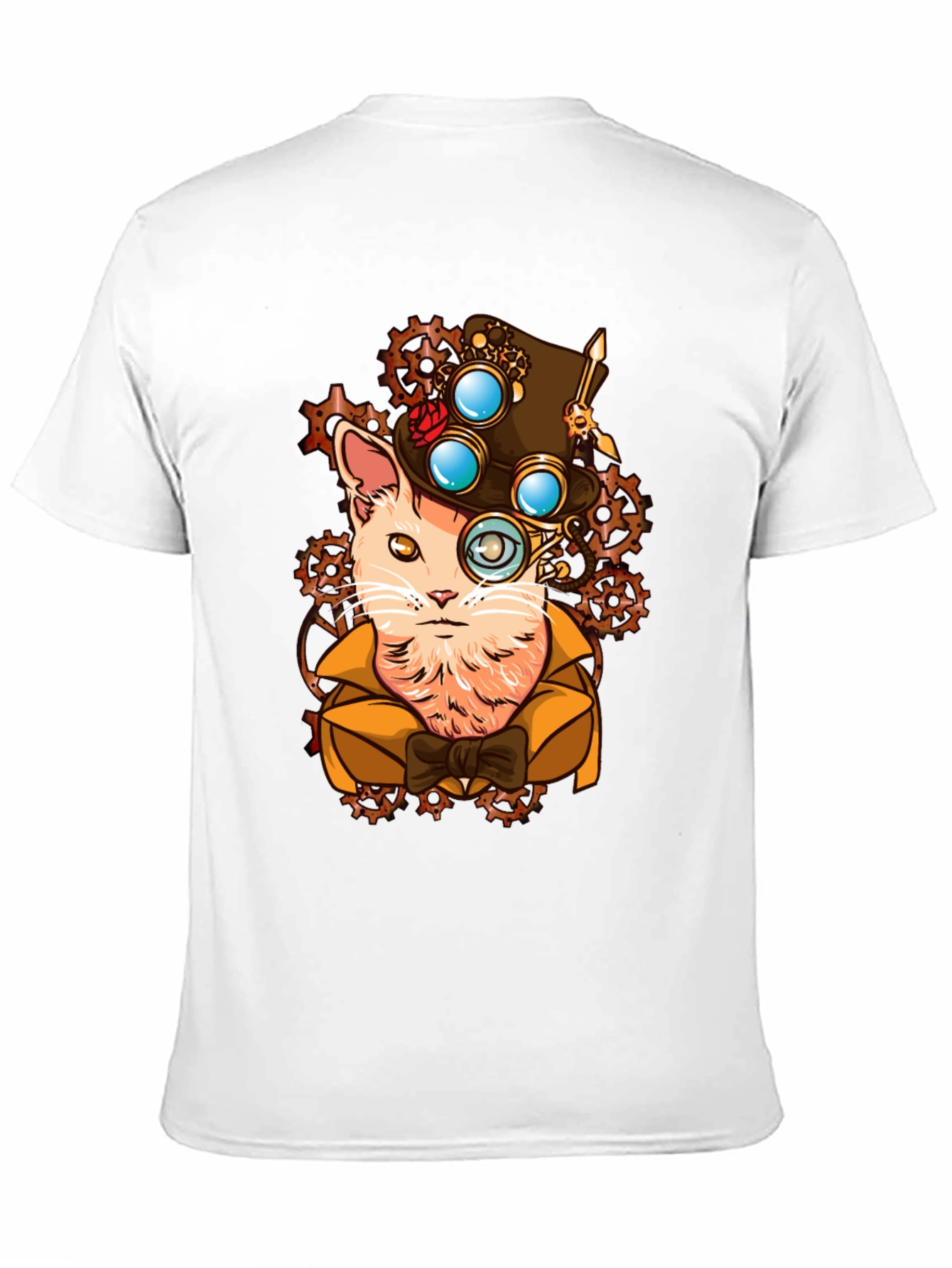 Steampunk Cat T-Shirt - Stylish Feline Design