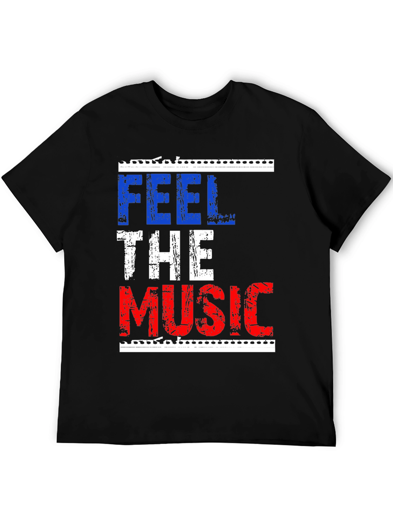 Feel The Music Graphic Tee - Black Cotton T-Shirt