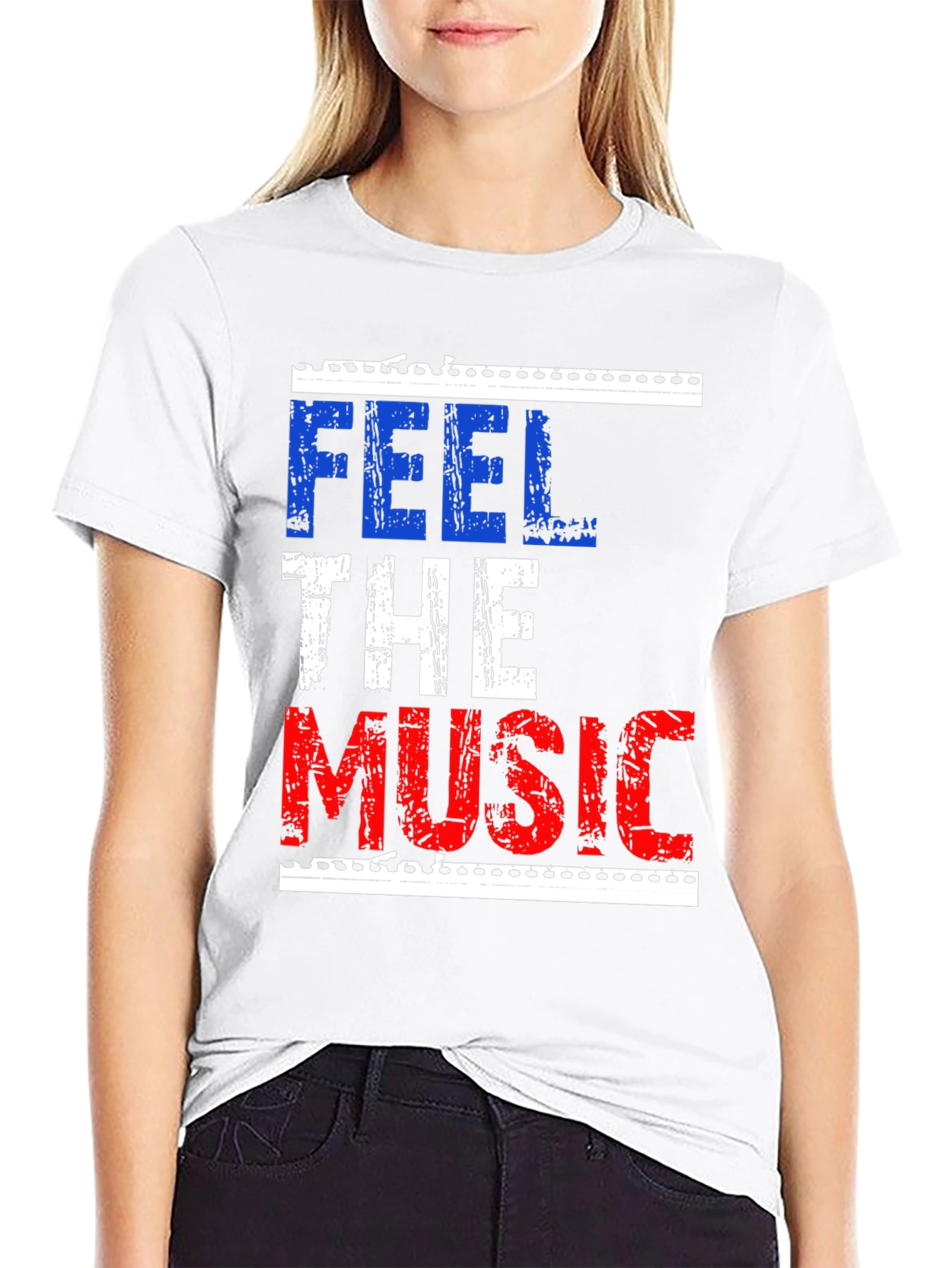 Feel The Music Graphic Tee - Black Cotton T-Shirt