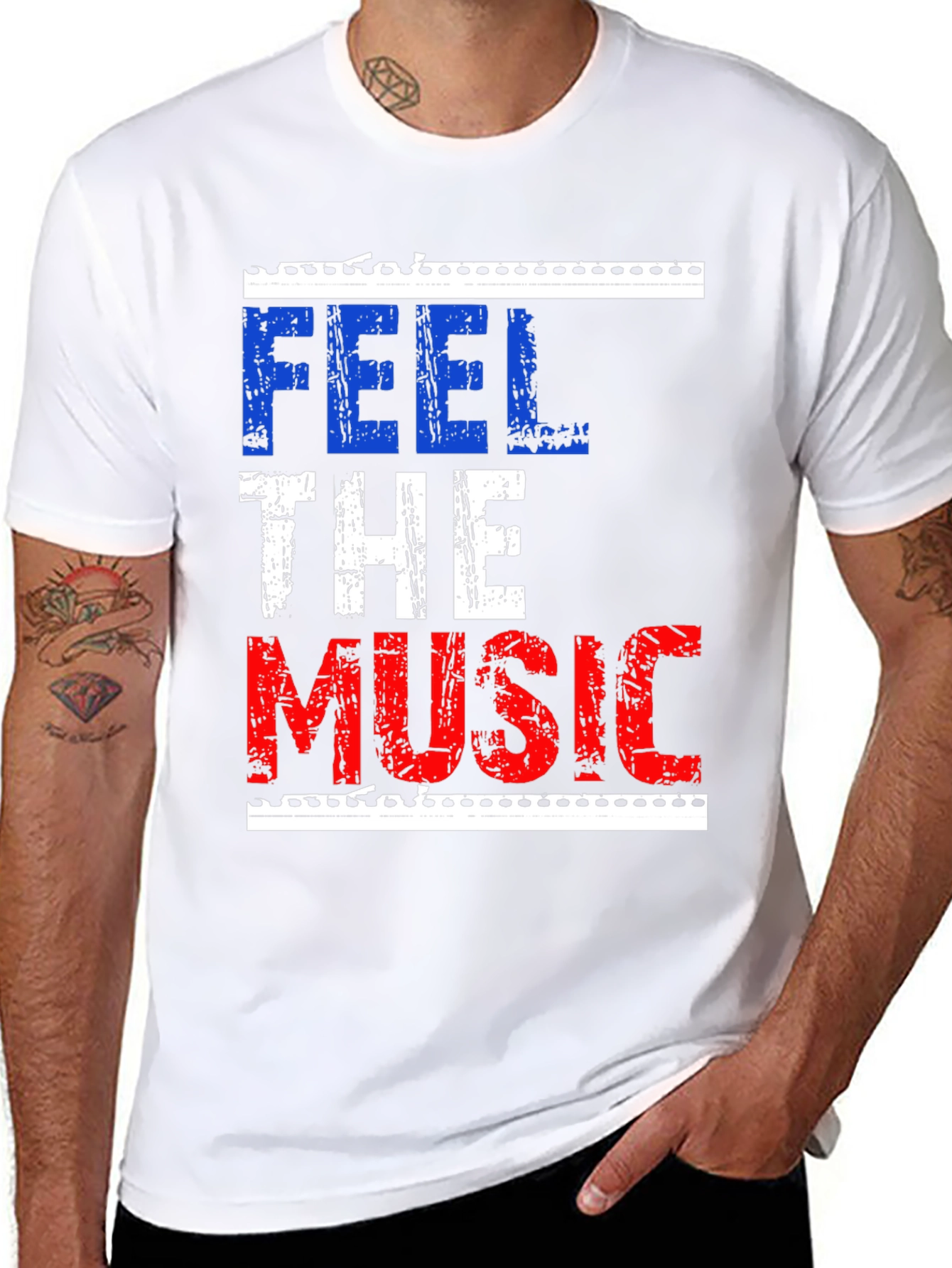 Feel The Music Graphic Tee - Black Cotton T-Shirt