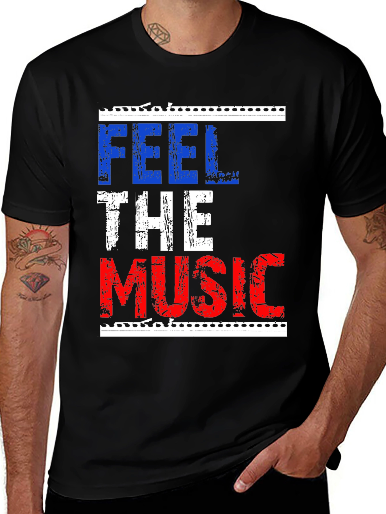 Feel The Music Graphic Tee - Black Cotton T-Shirt