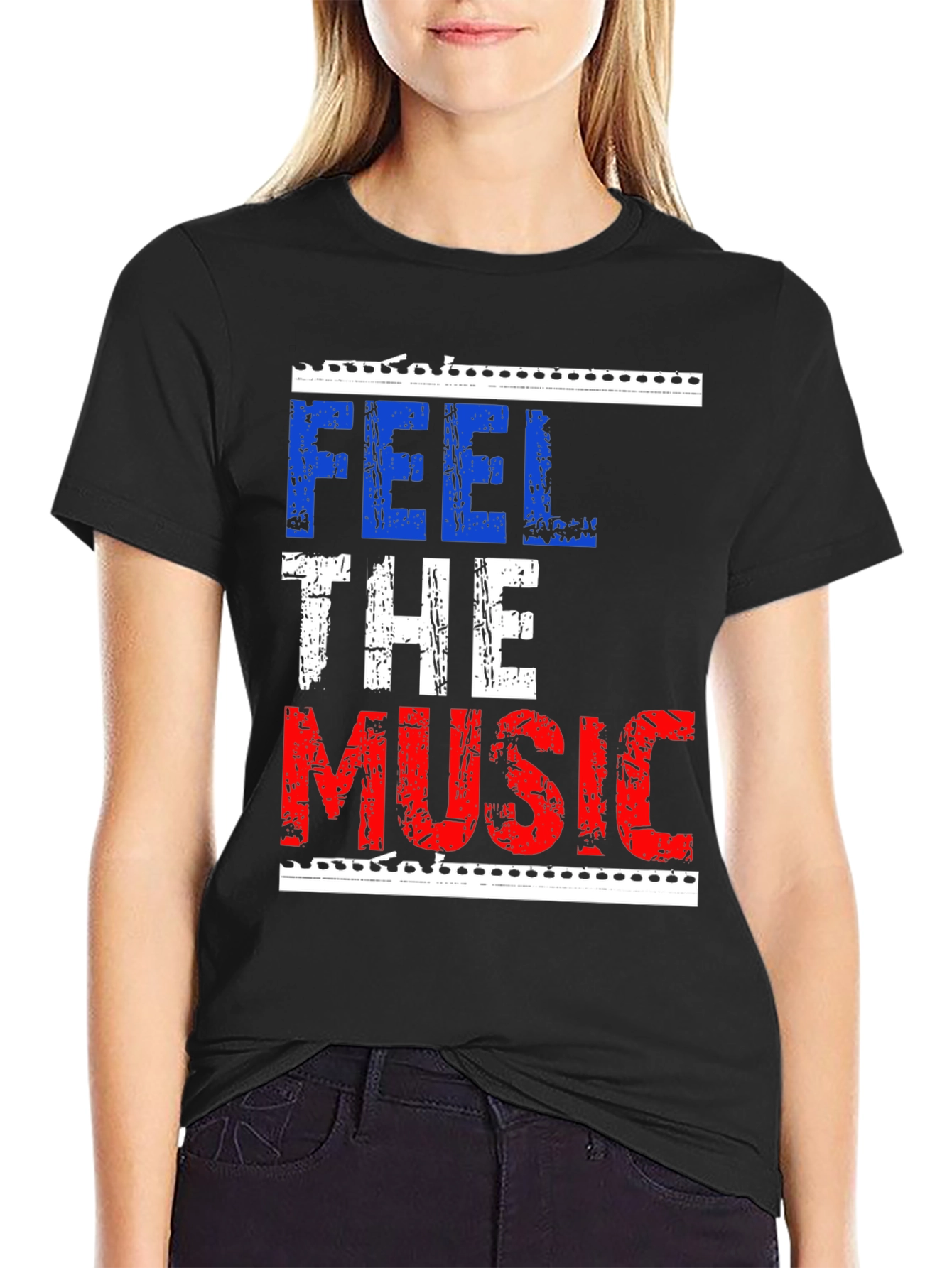 Feel The Music Graphic Tee - Black Cotton T-Shirt