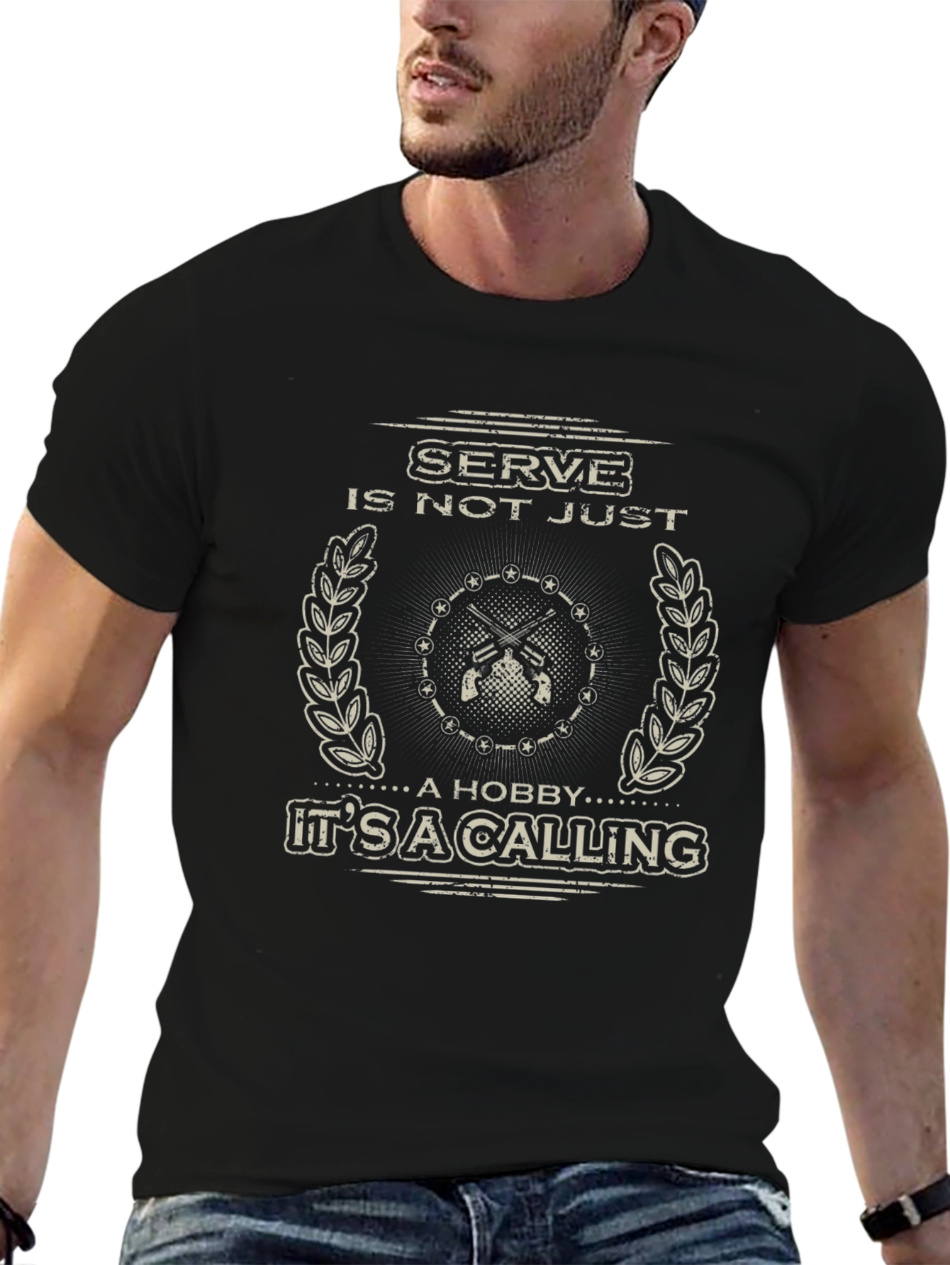 Serve Its a Calling Black Graphic Tee