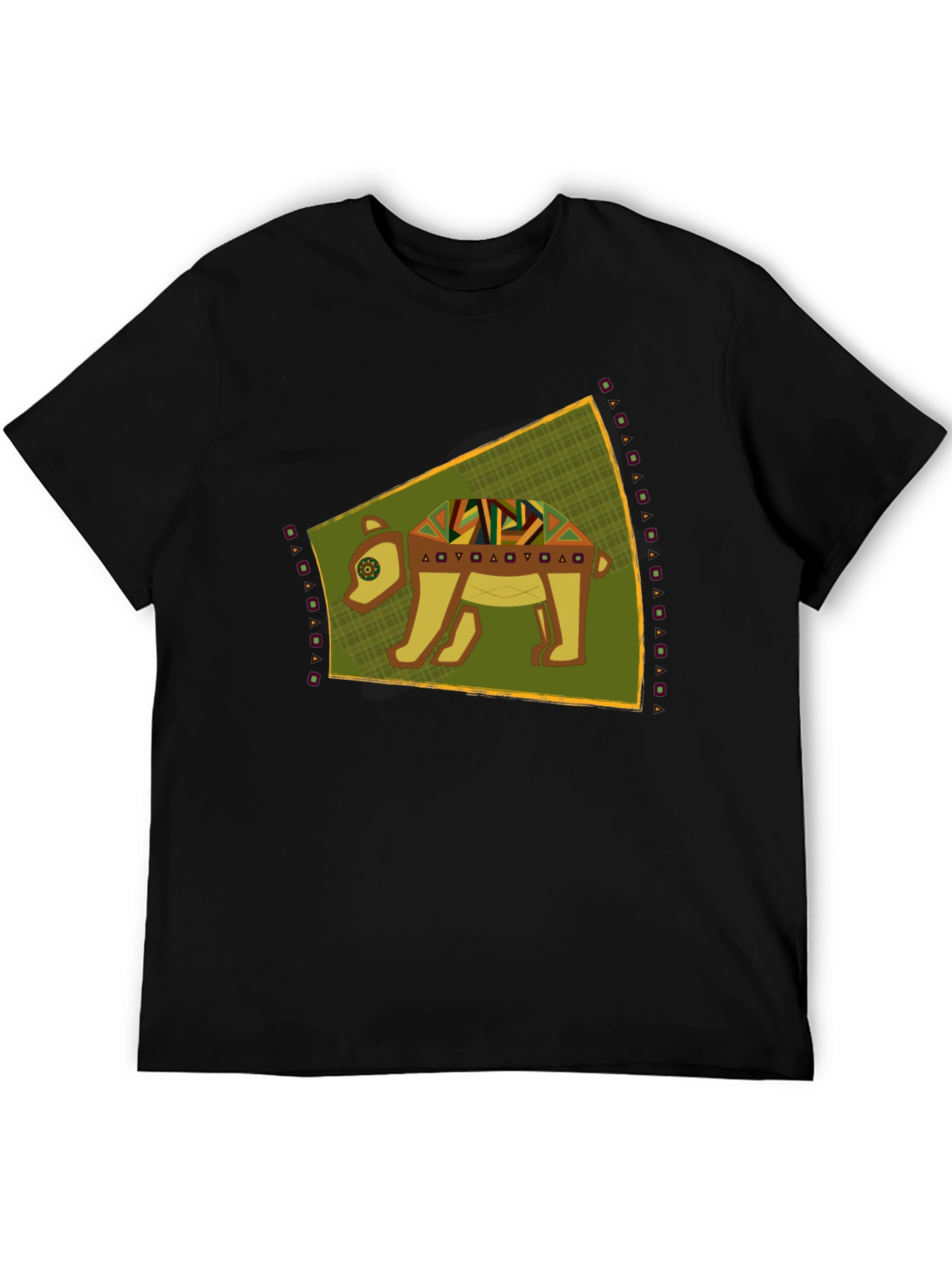 Tribal Bear Graphic Tee - Unique Black T-Shirt