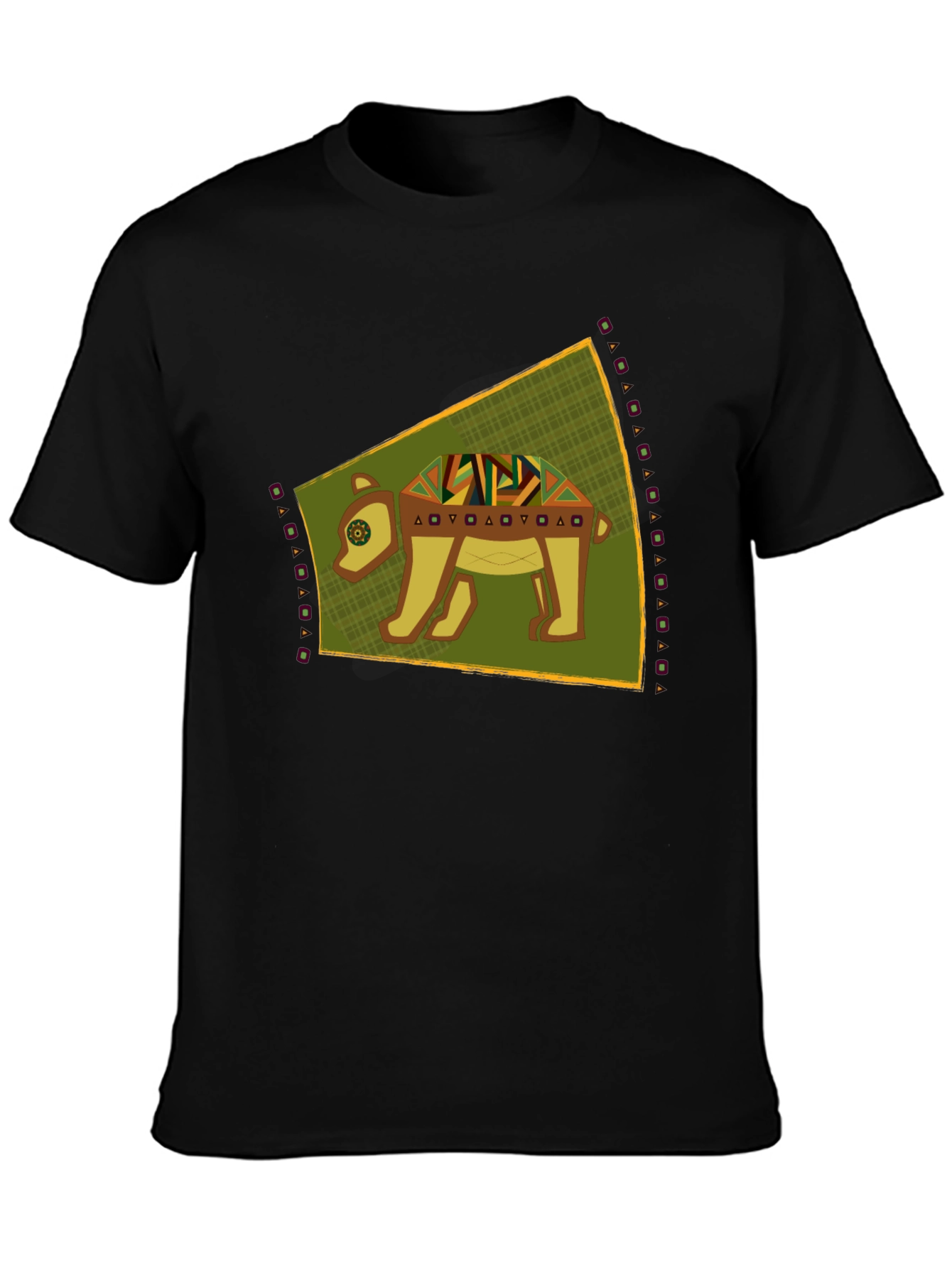 Tribal Bear Graphic Tee - Unique Black T-Shirt