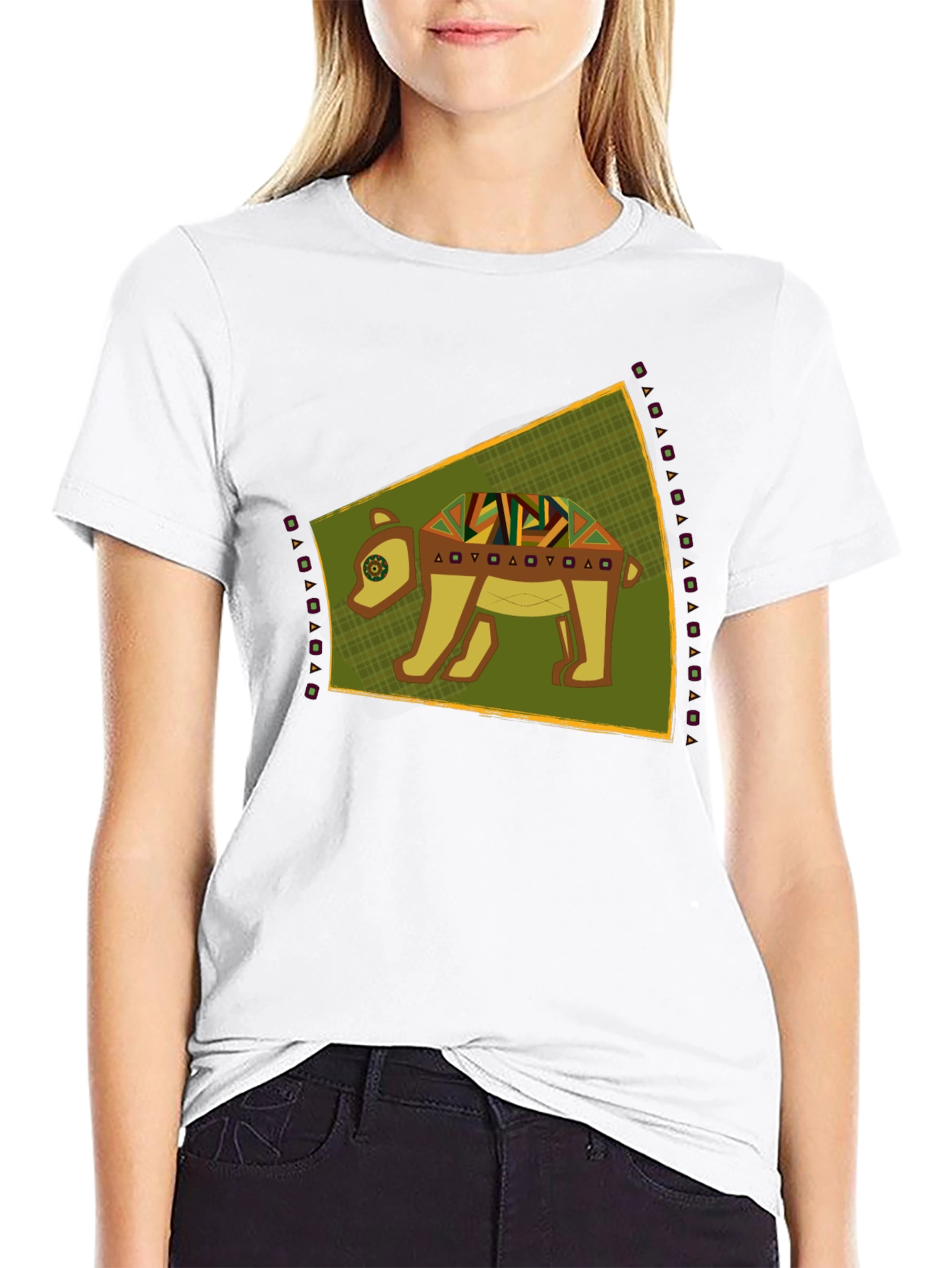 Tribal Bear Graphic Tee - Unique Black T-Shirt