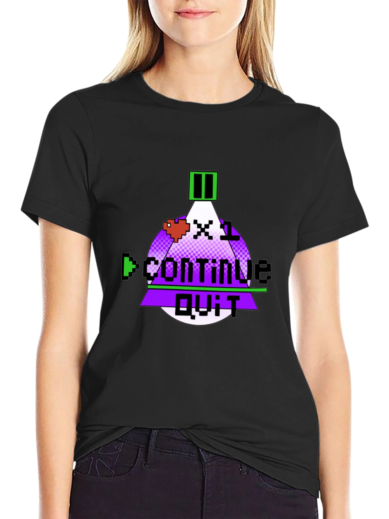 Gamer Over Tee - Pixel Art Continue? T-Shirt
