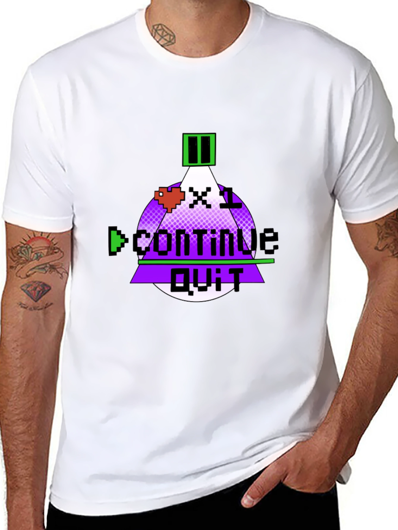 Gamer Over Tee - Pixel Art Continue? T-Shirt