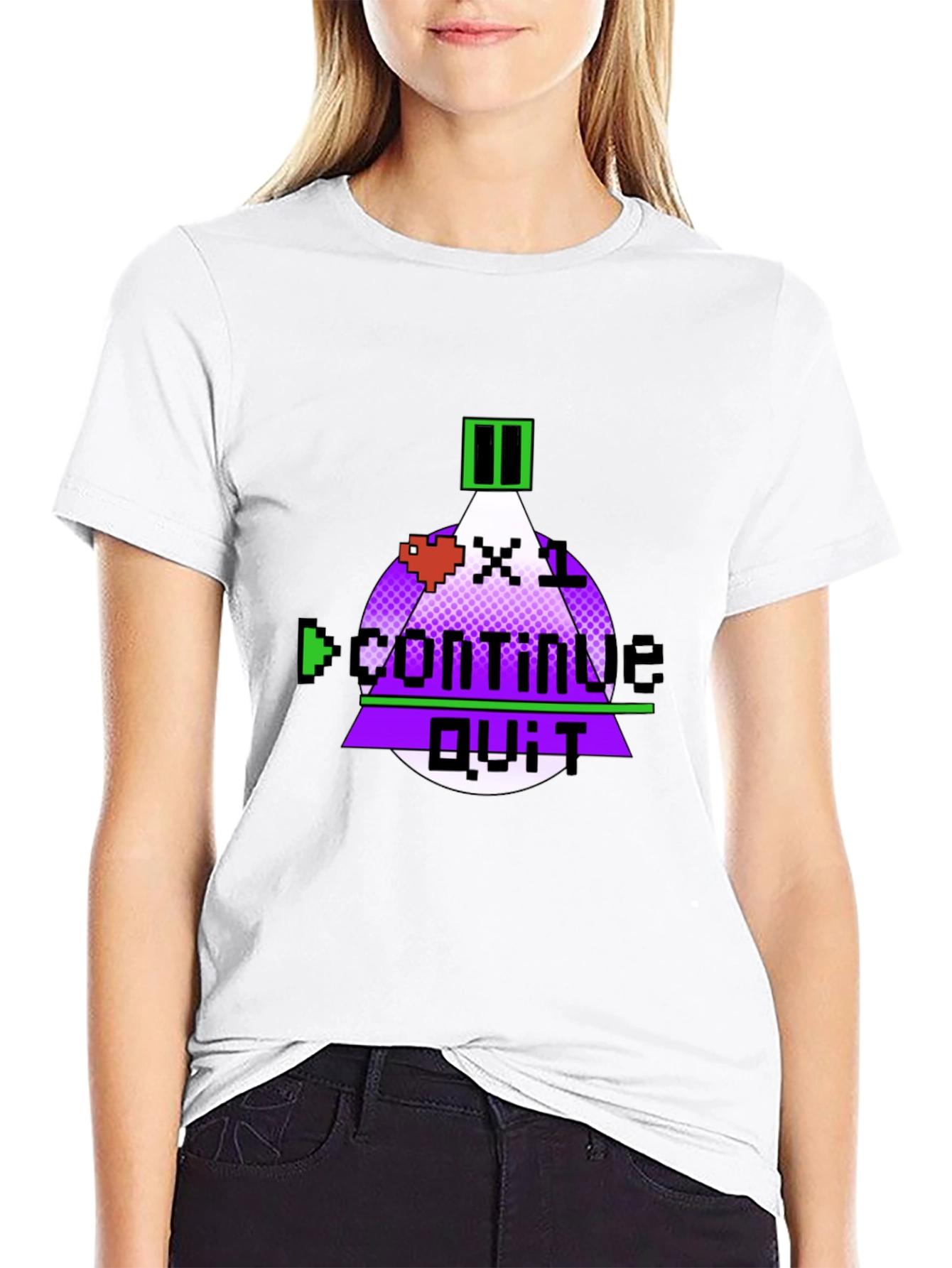 Gamer Over Tee - Pixel Art Continue? T-Shirt