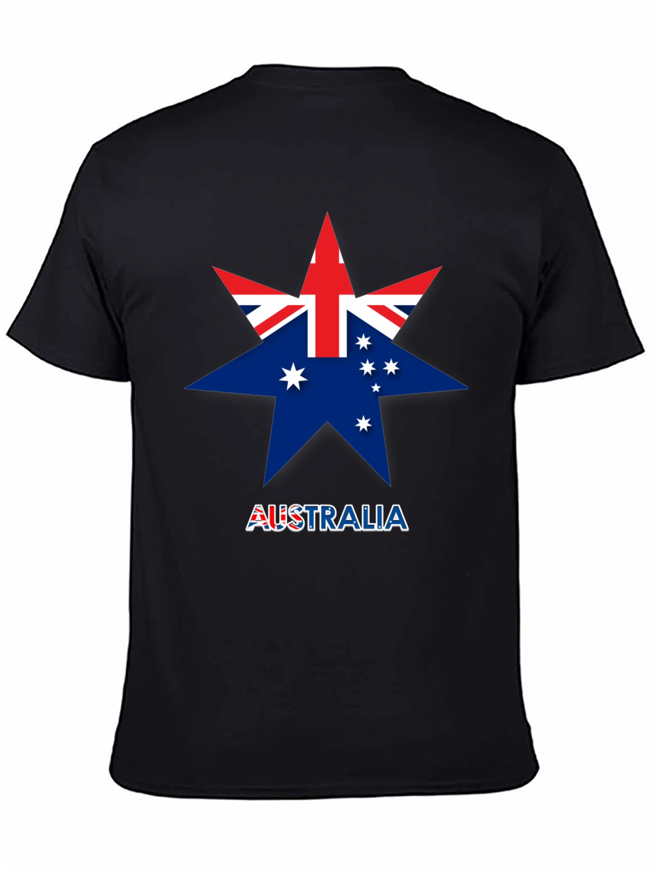 Australia Flag Star Black T-Shirt