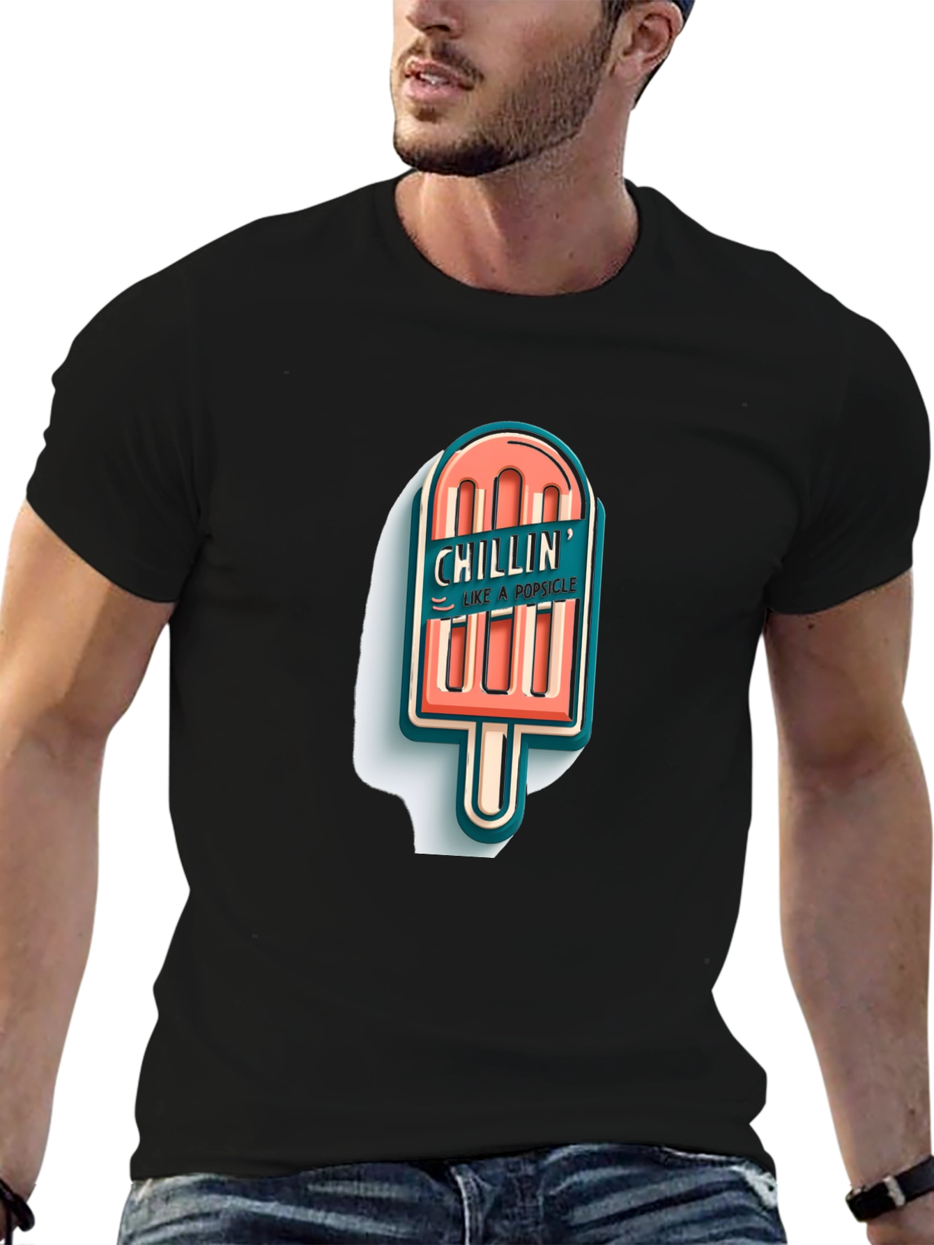 Chillin Like A Popsicle Graphic Tee - Black