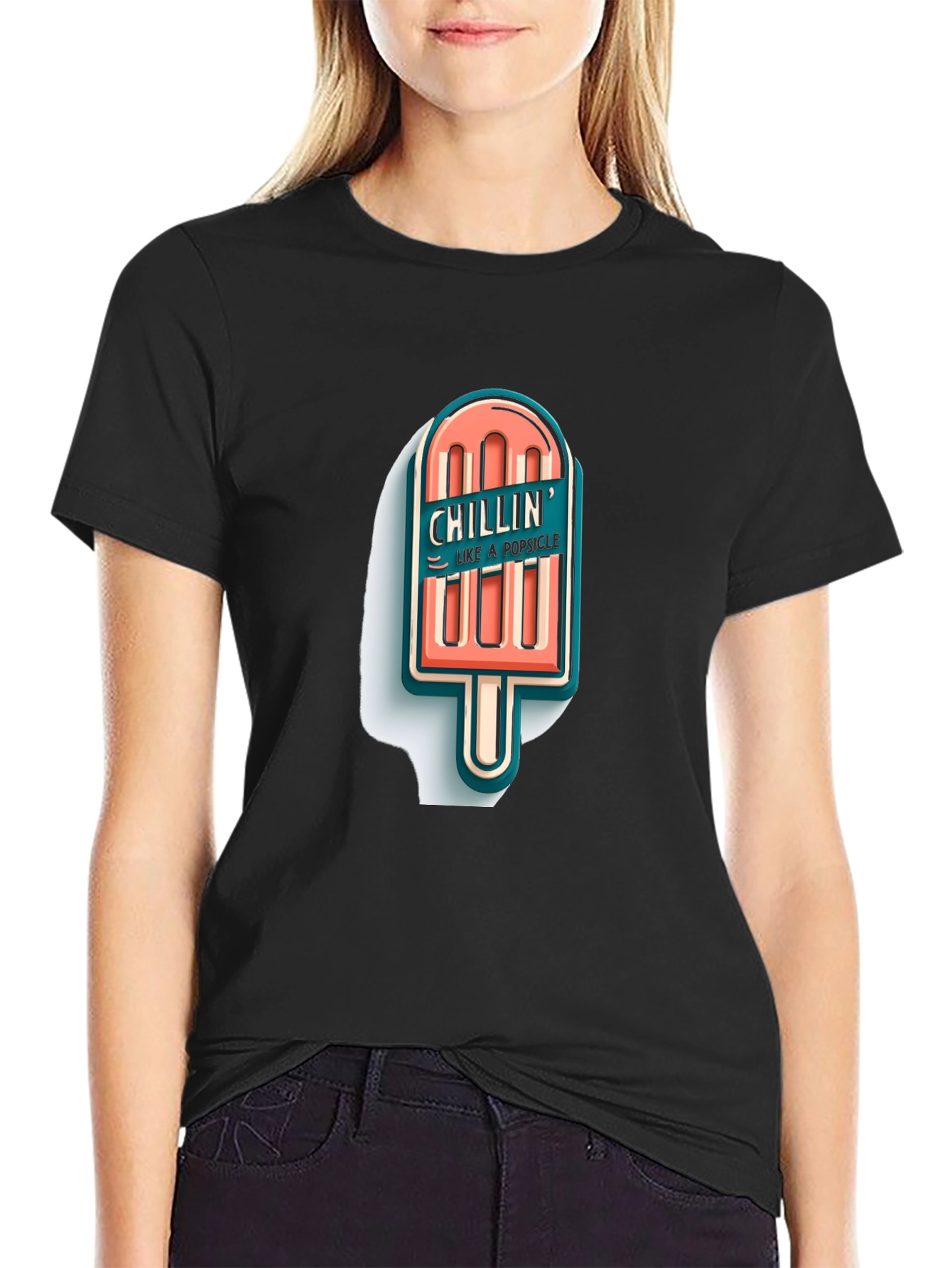 Chillin Like A Popsicle Graphic Tee - Black