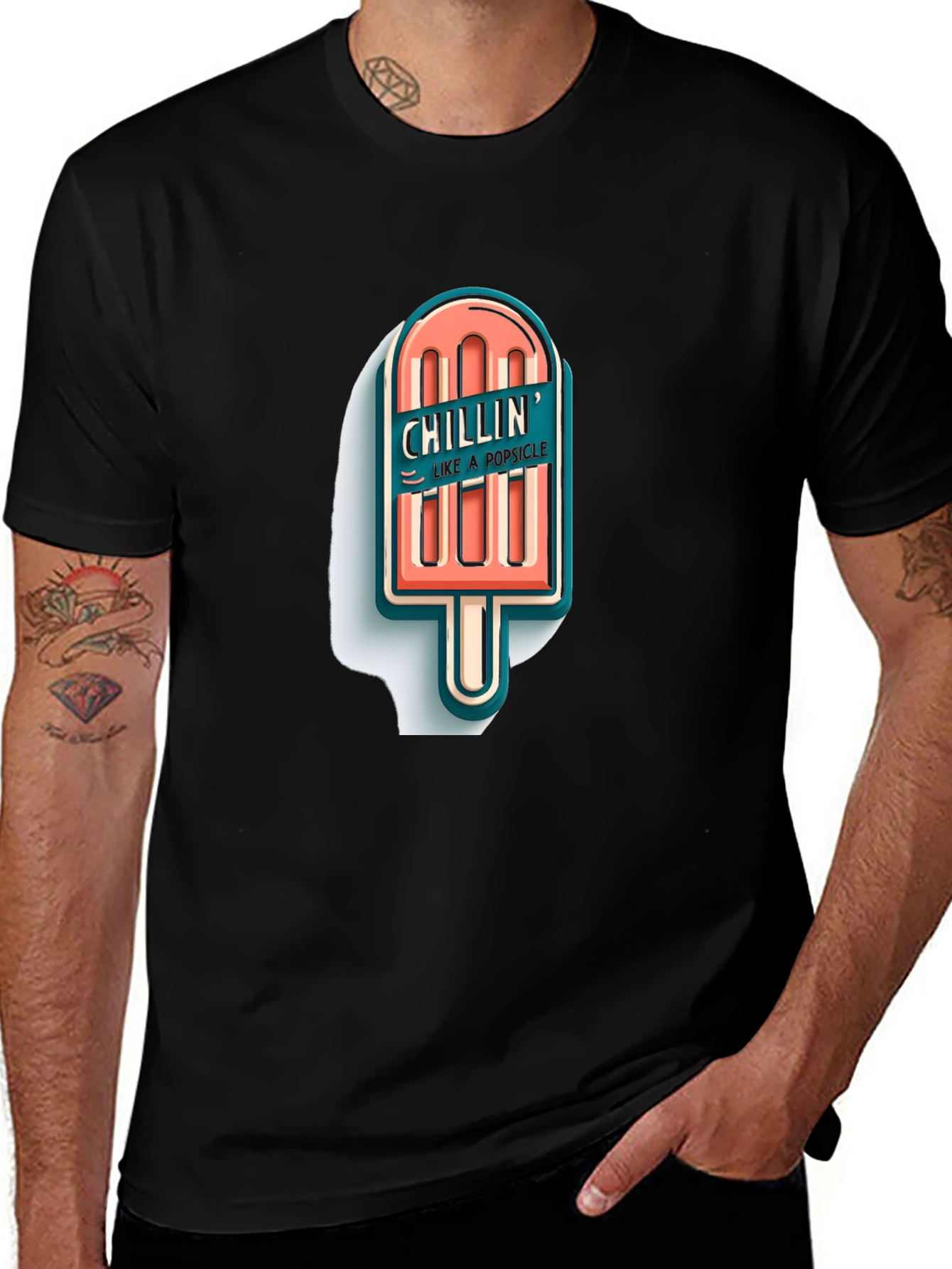 Chillin Like A Popsicle Graphic Tee - Black